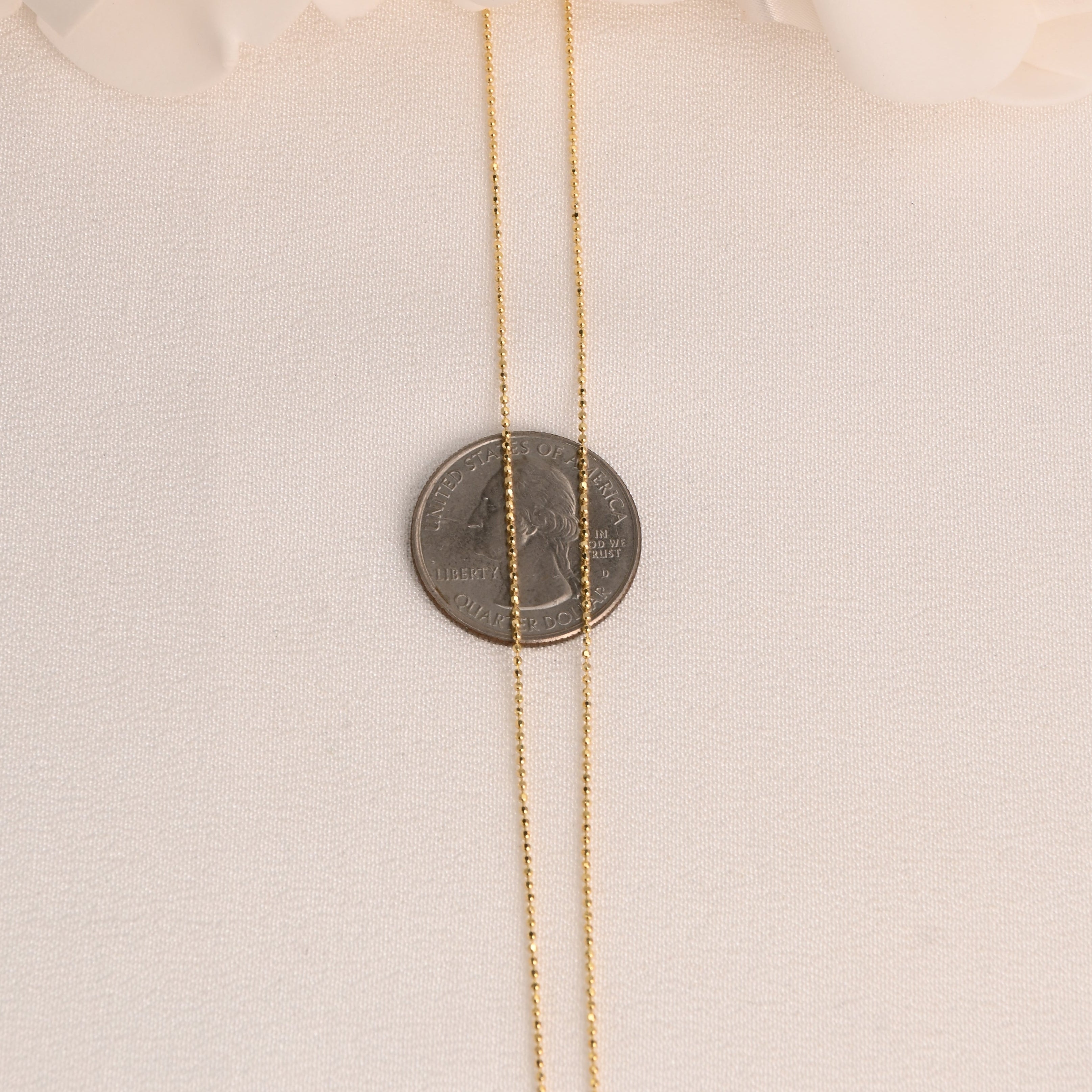 14k Dainty Diamond Cut Bead Chain