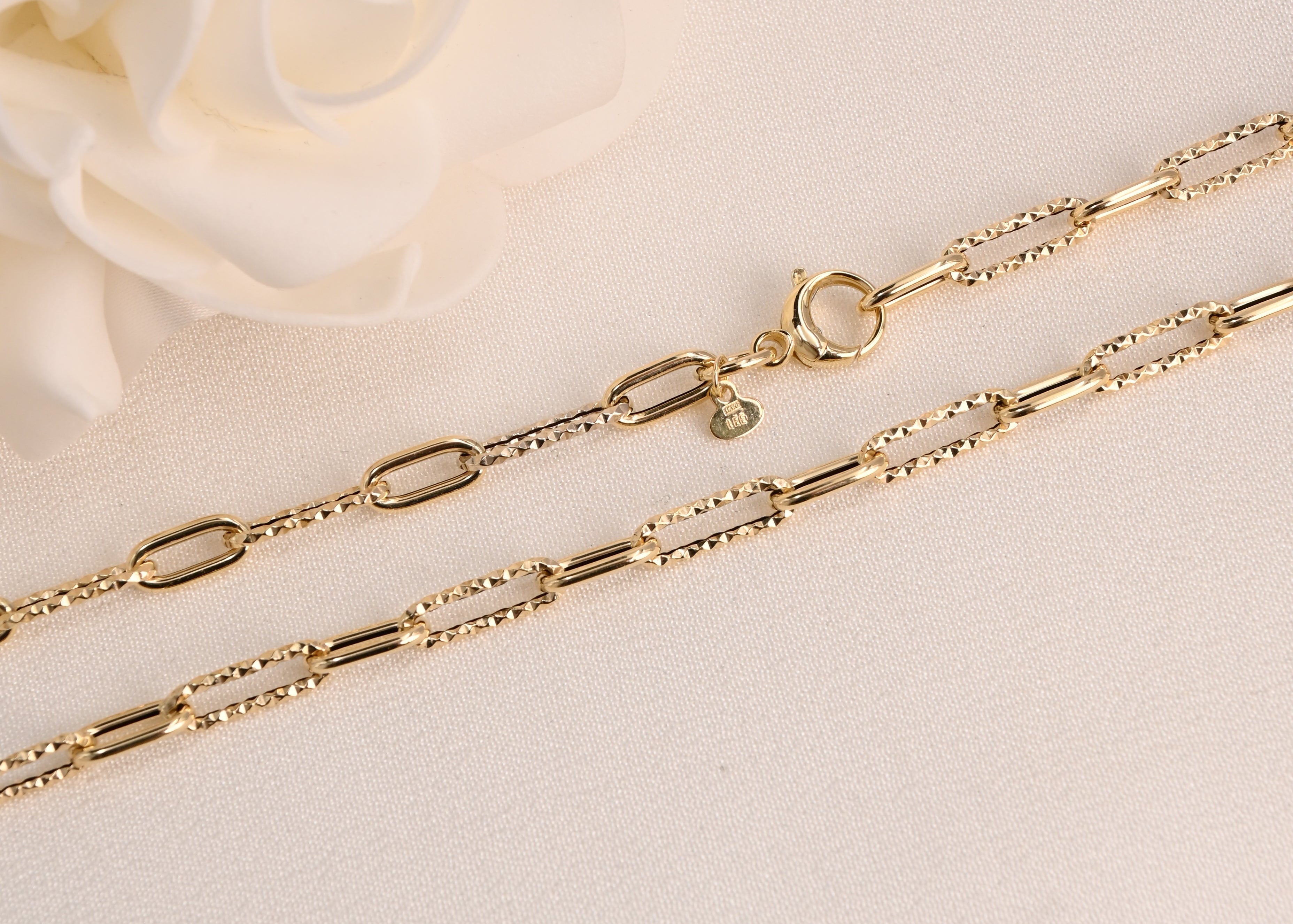 14K Textured Paperclip Chain