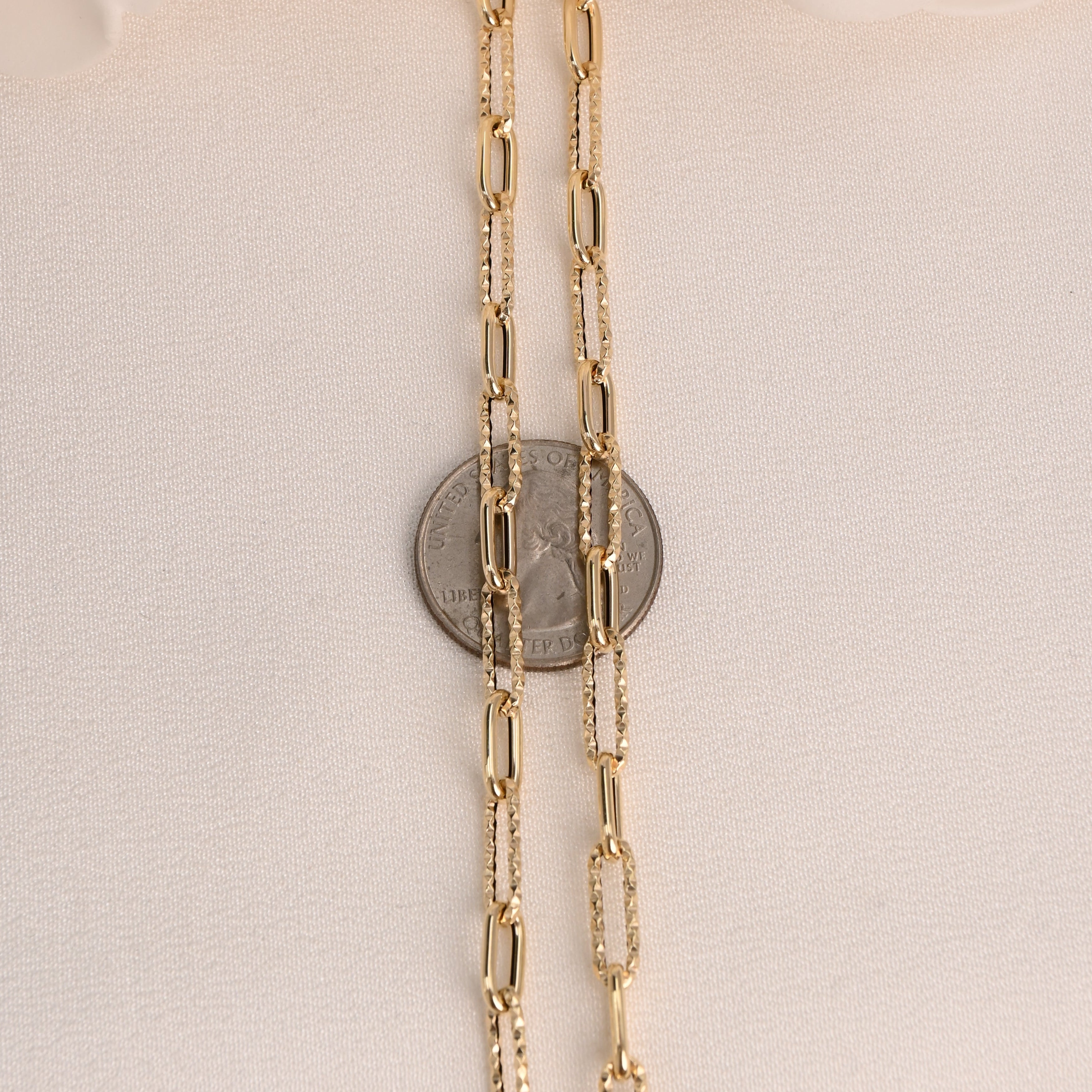 14K Textured Paperclip Chain