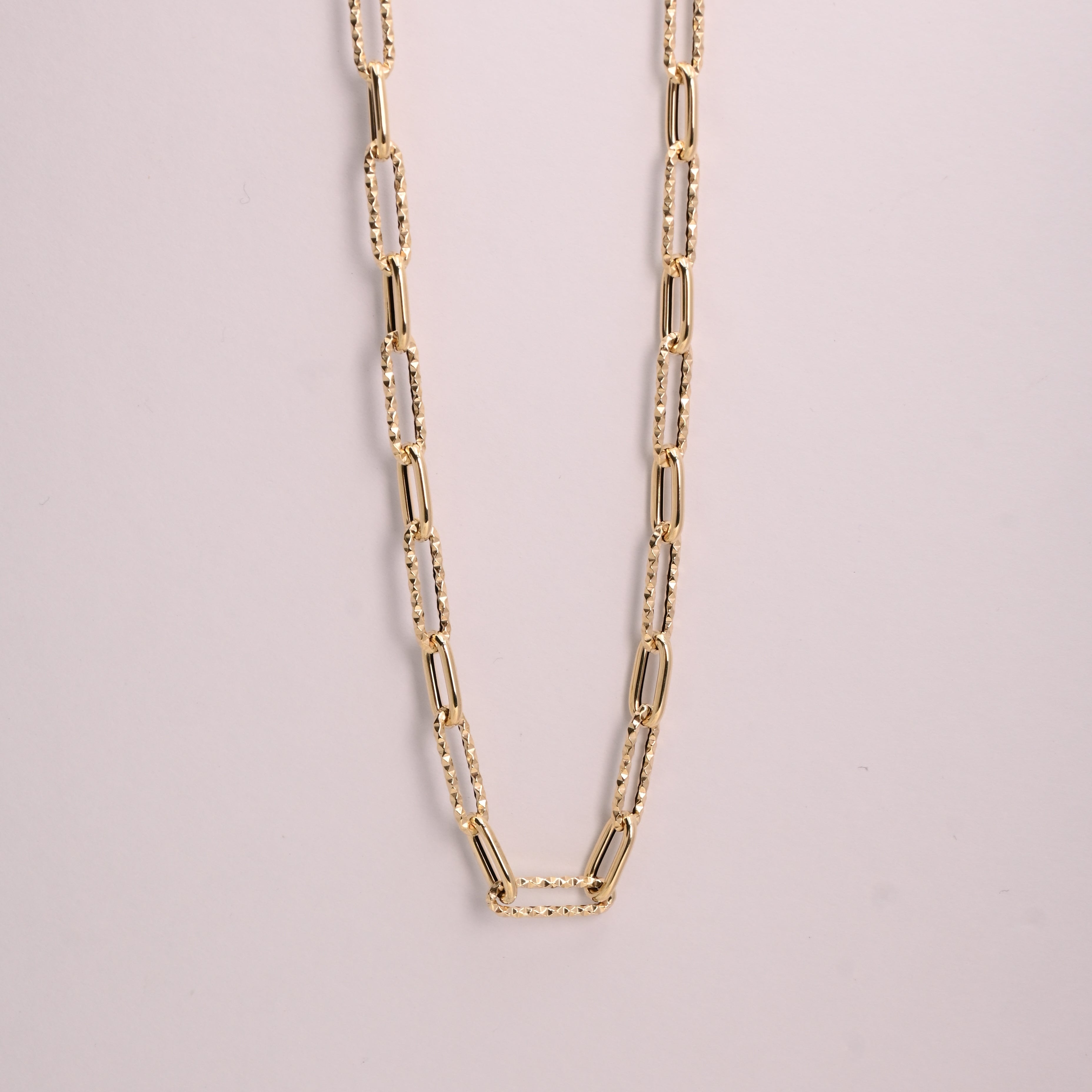 14K Textured Paperclip Chain