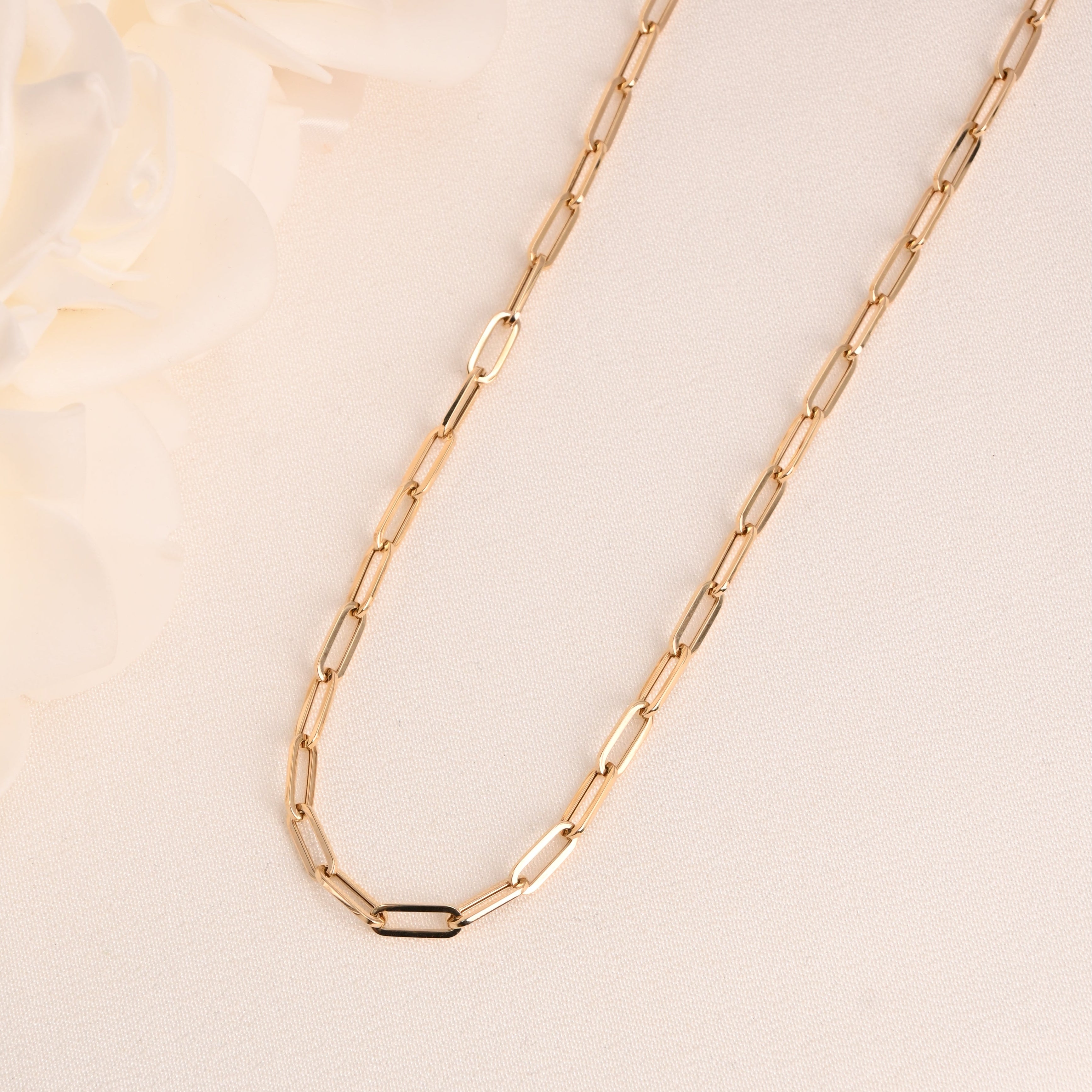 14K Polished Paperclip Chain