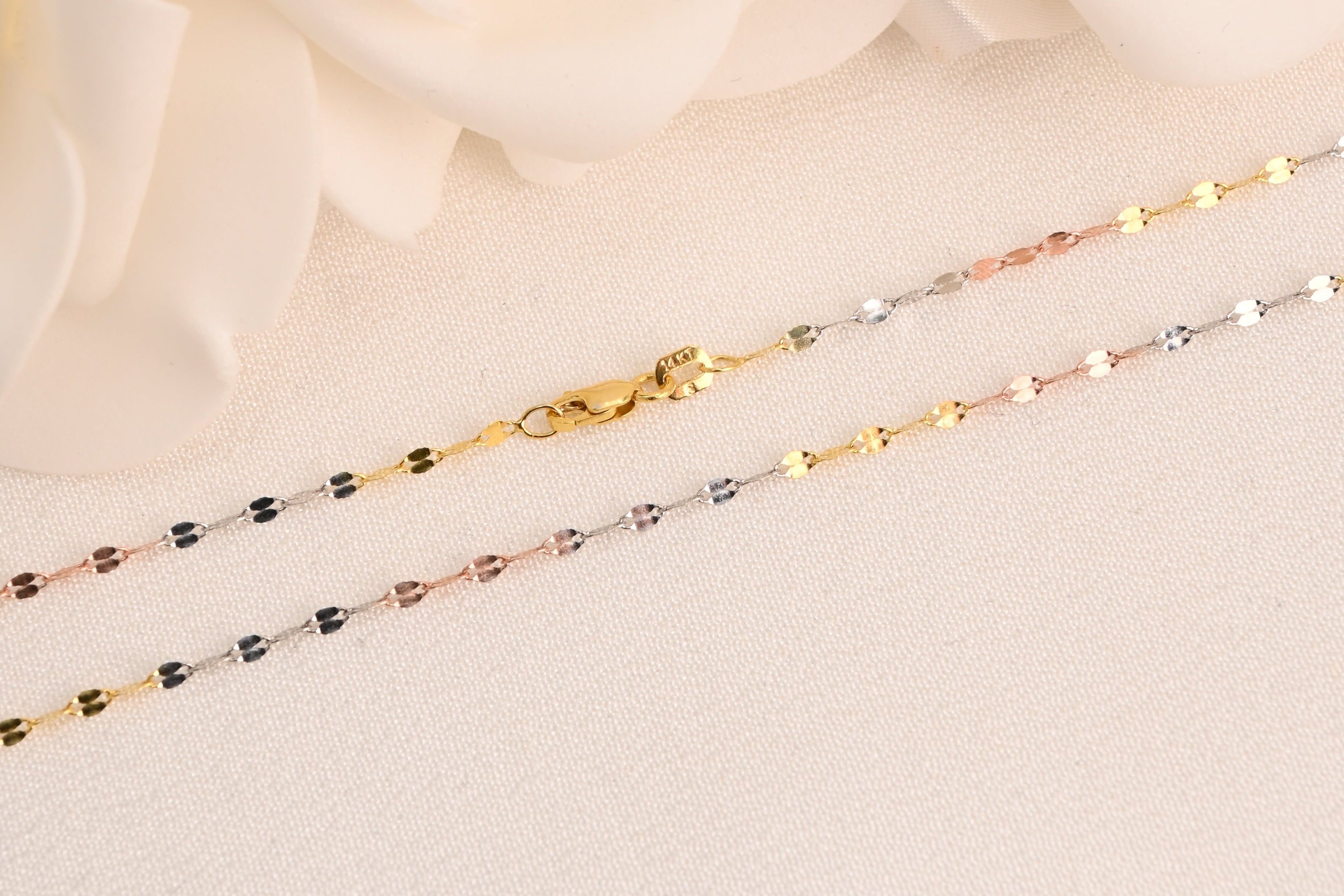 14K Tri-Color Mirror Chain