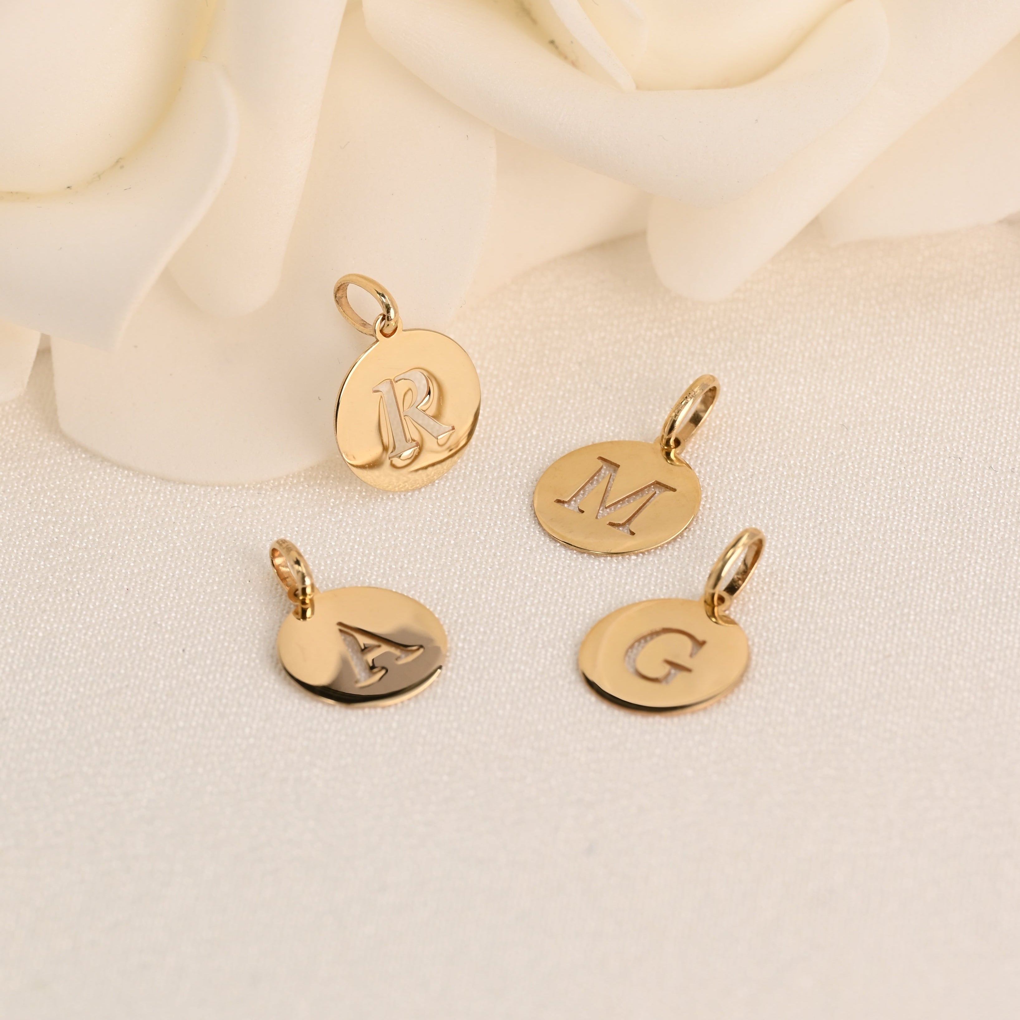 14k Circle Initial Pendant