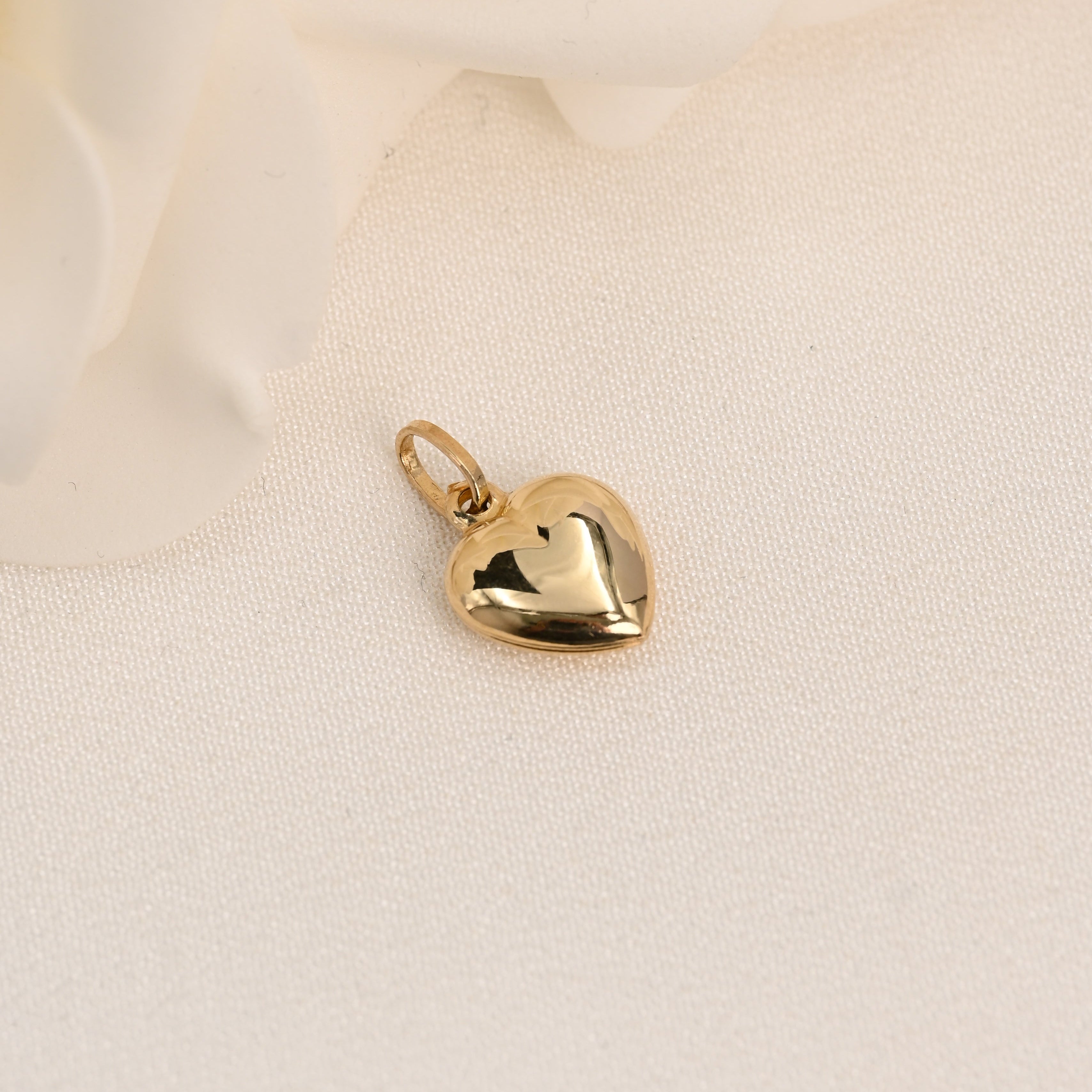 14K Polished Puff Heart Pendant