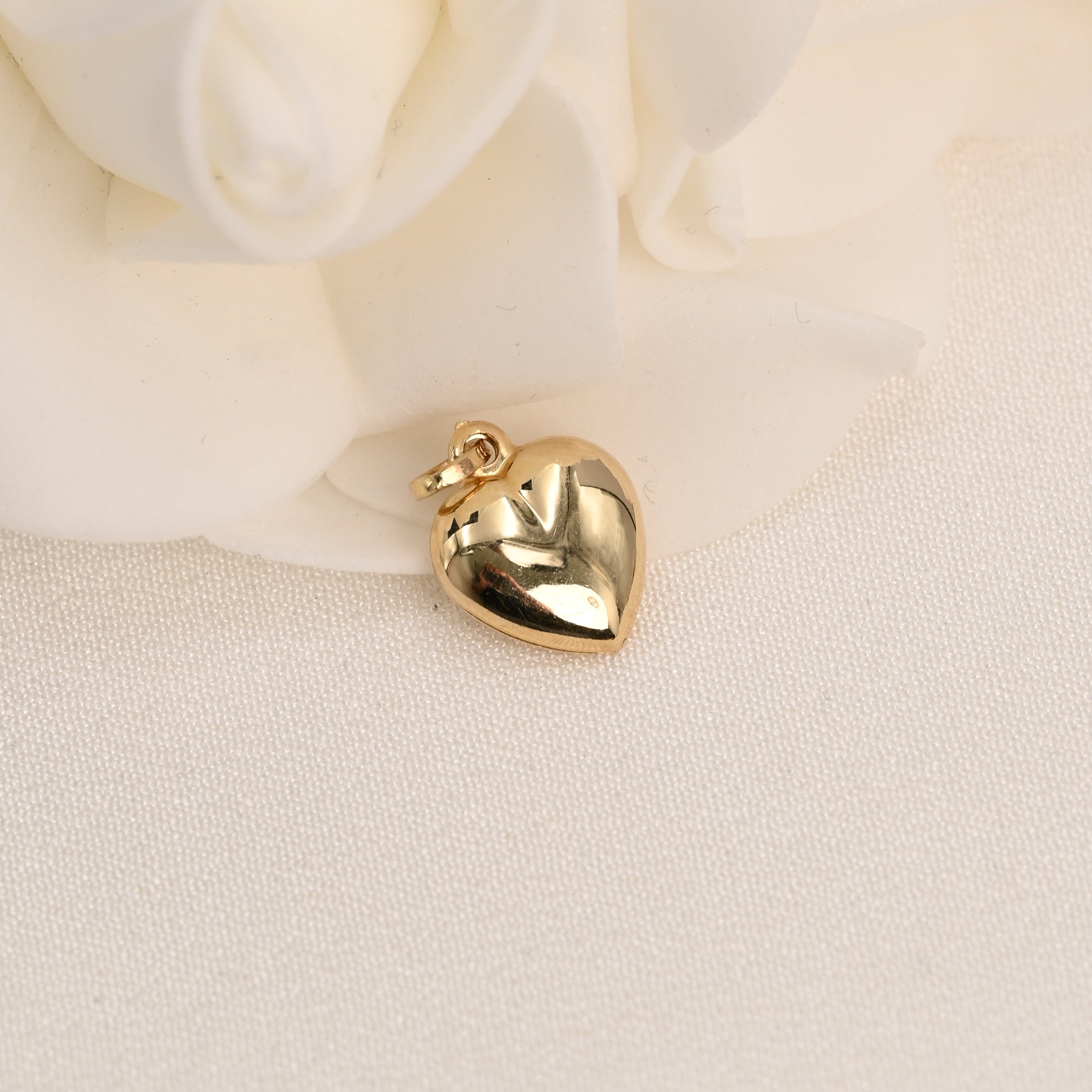 14K Polished Puff Heart Pendant