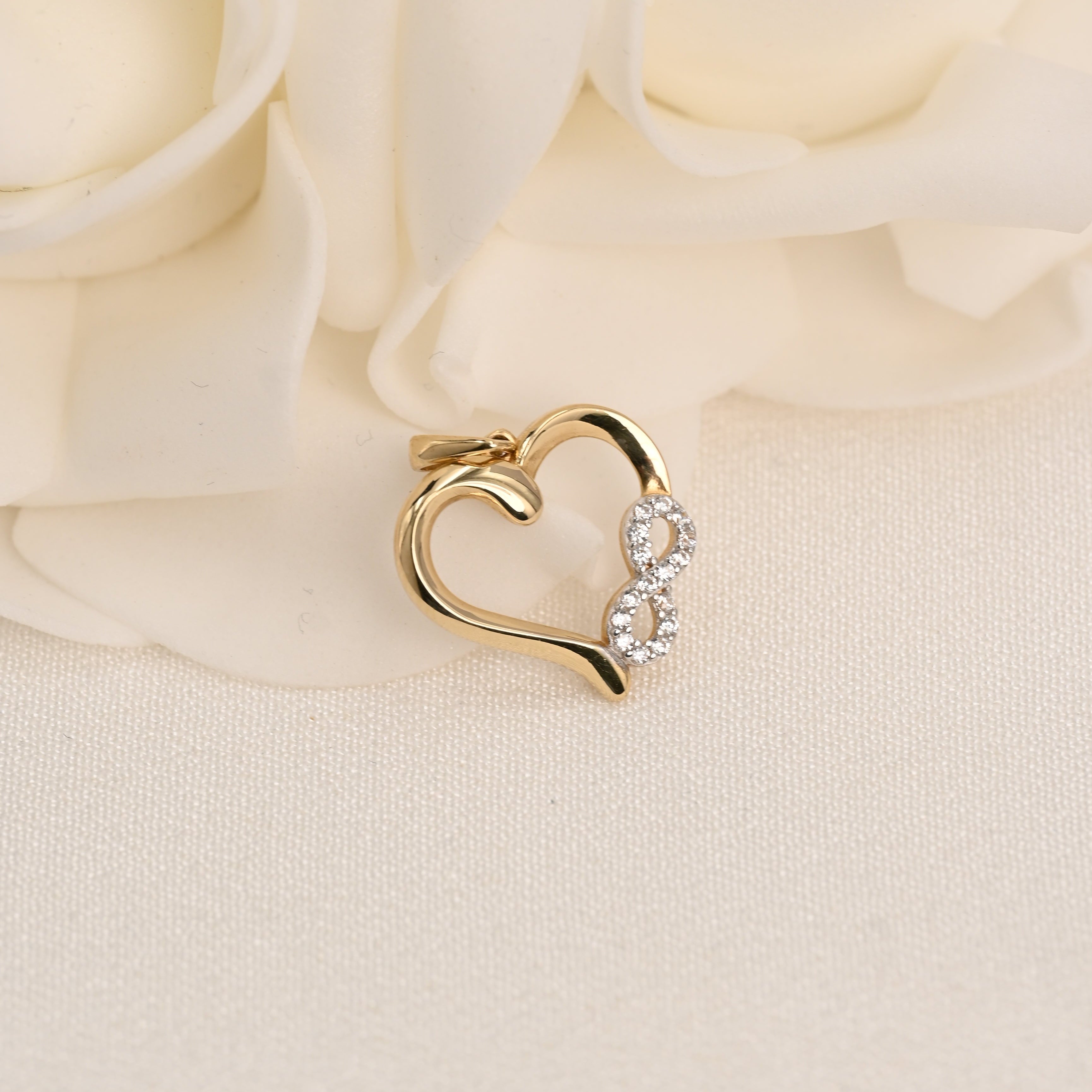 14K CZ Infinity Heart Pendant