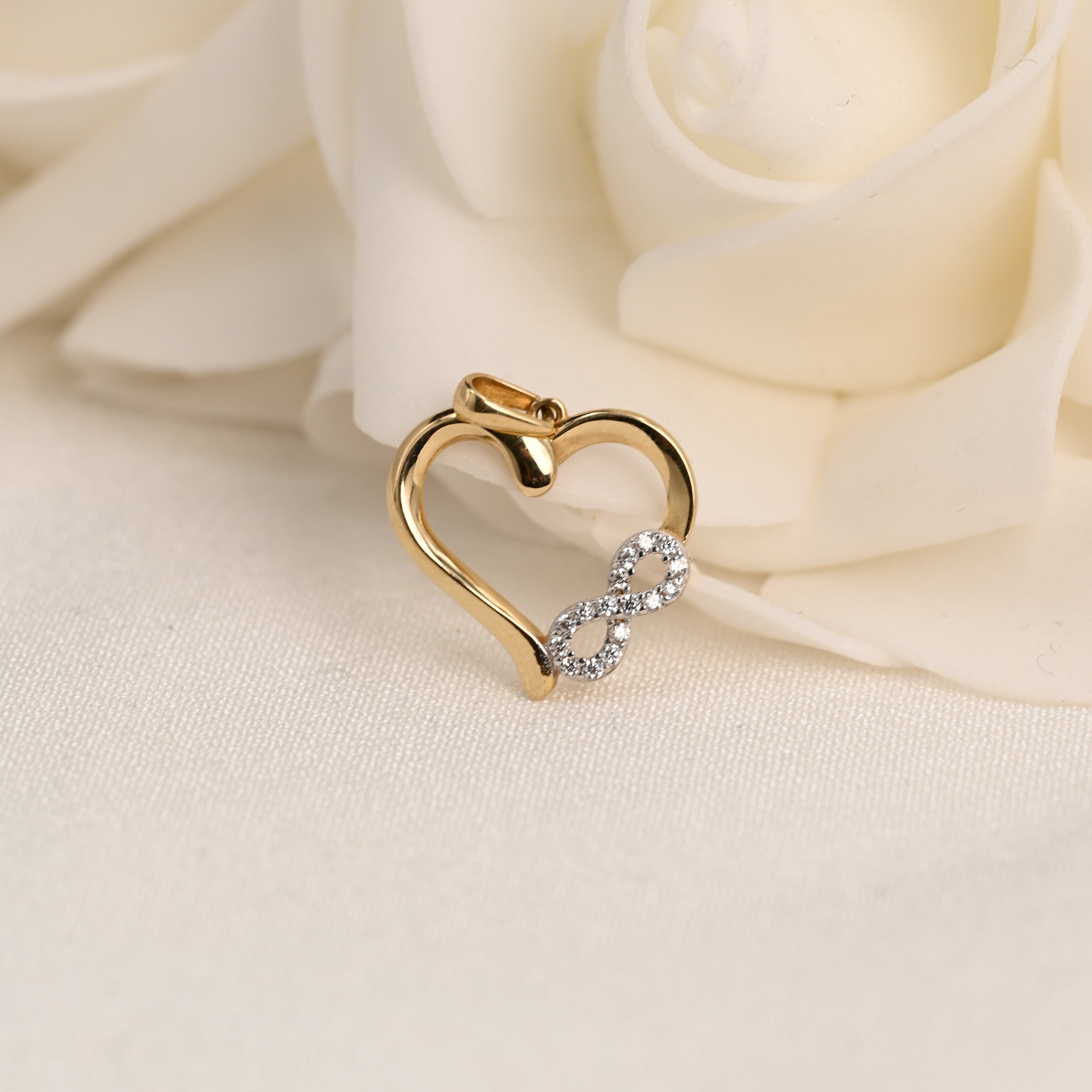 14K CZ Infinity Heart Pendant