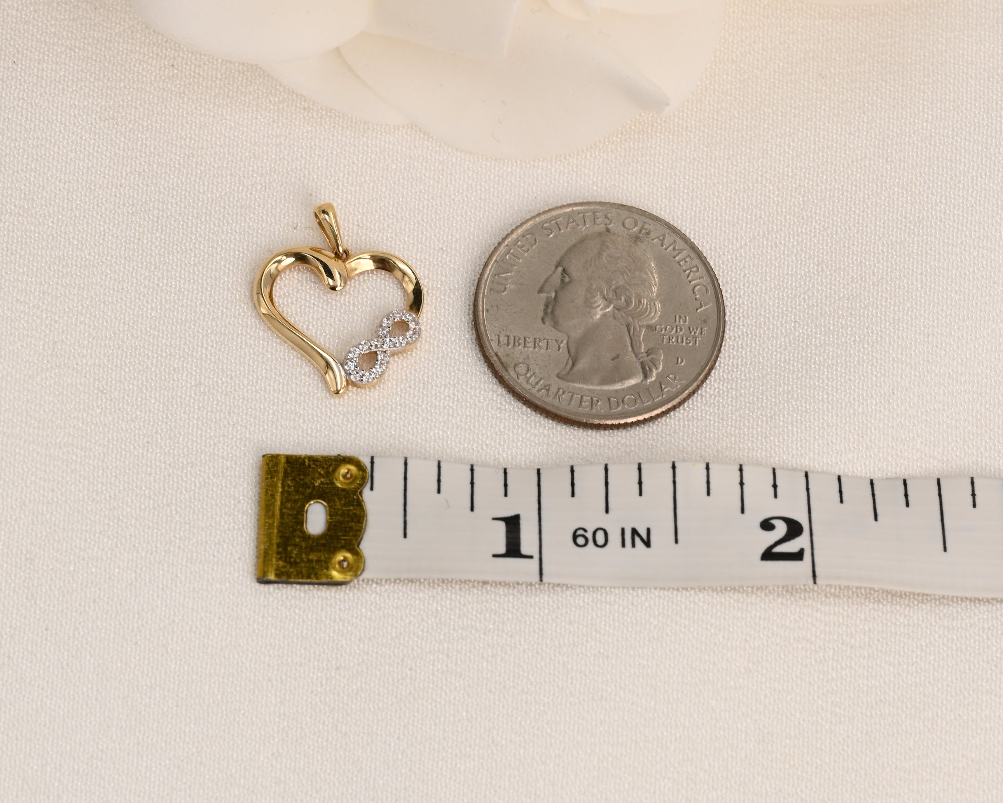 14K CZ Infinity Heart Pendant