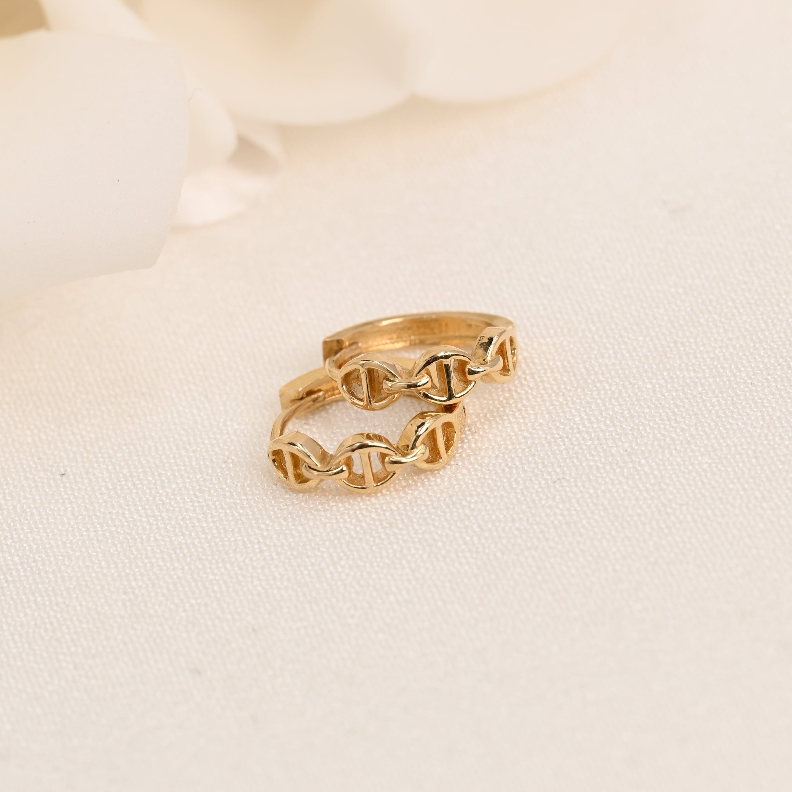 14K Mariner Link Hoop Earrings