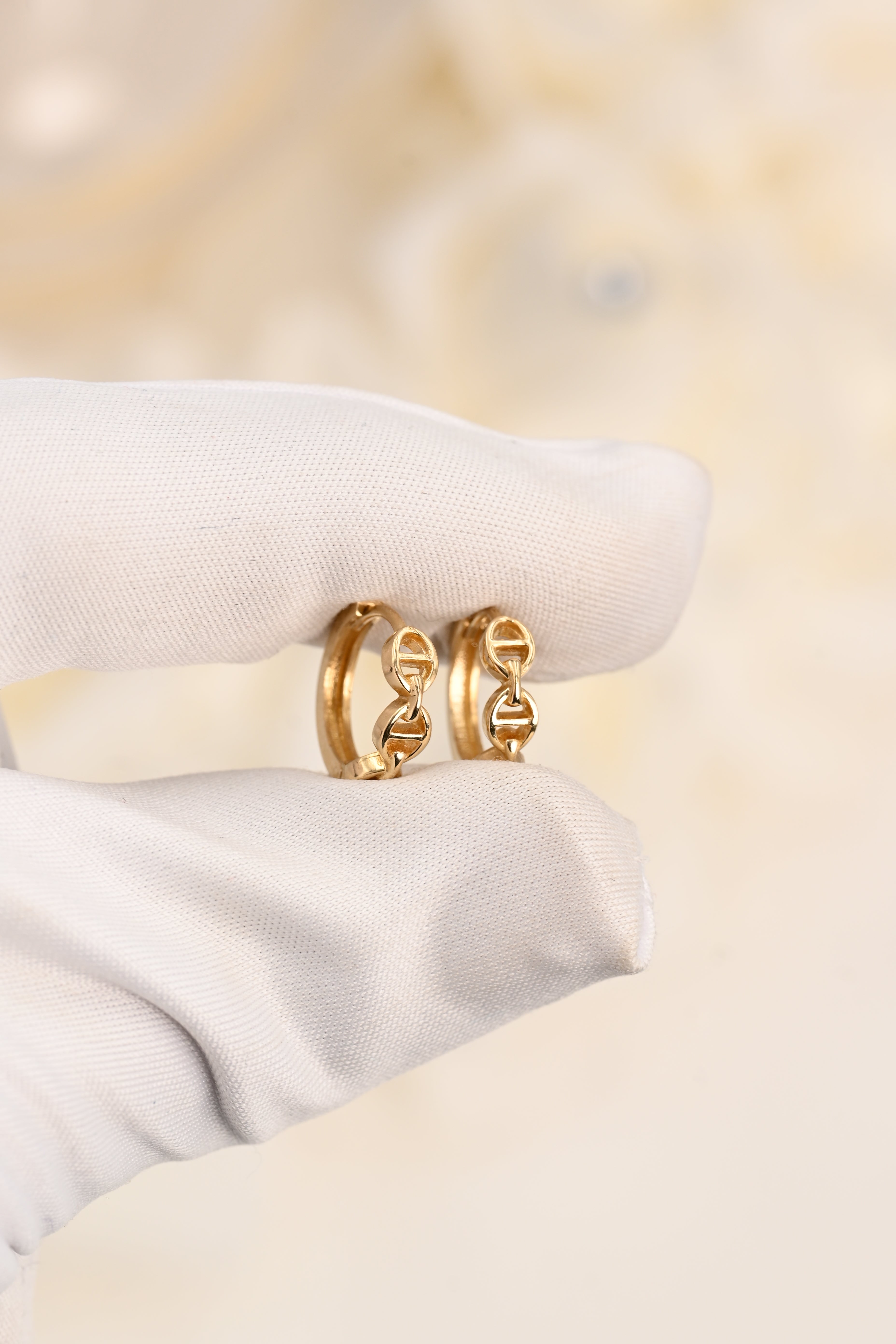 14K Mariner Link Hoop Earrings