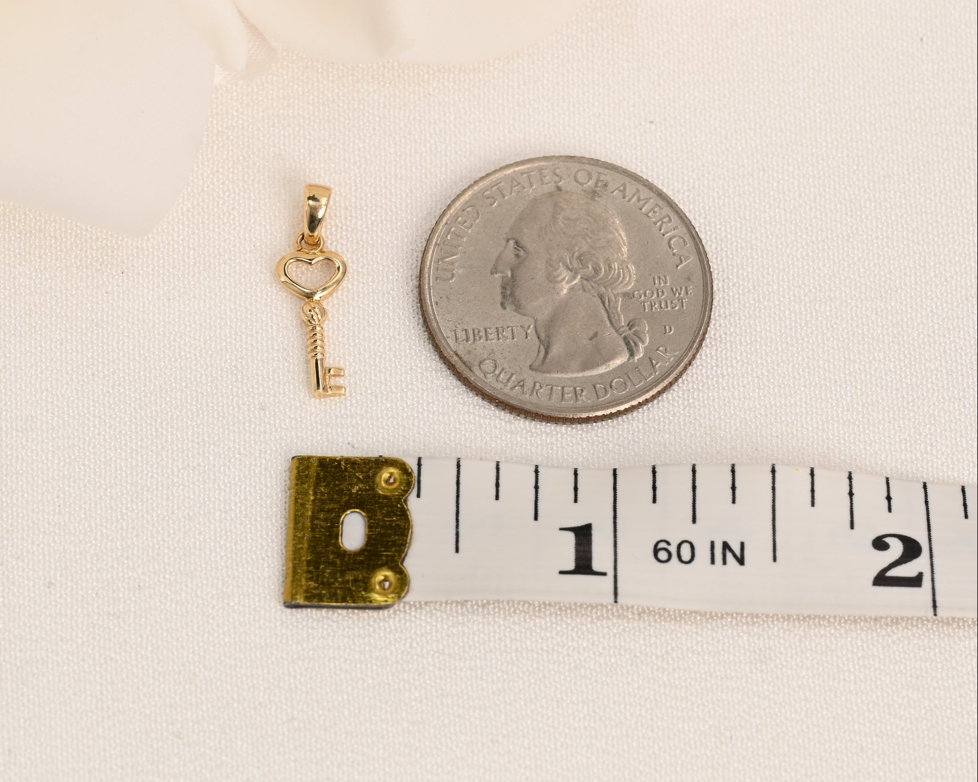14k Heart Key Pendant