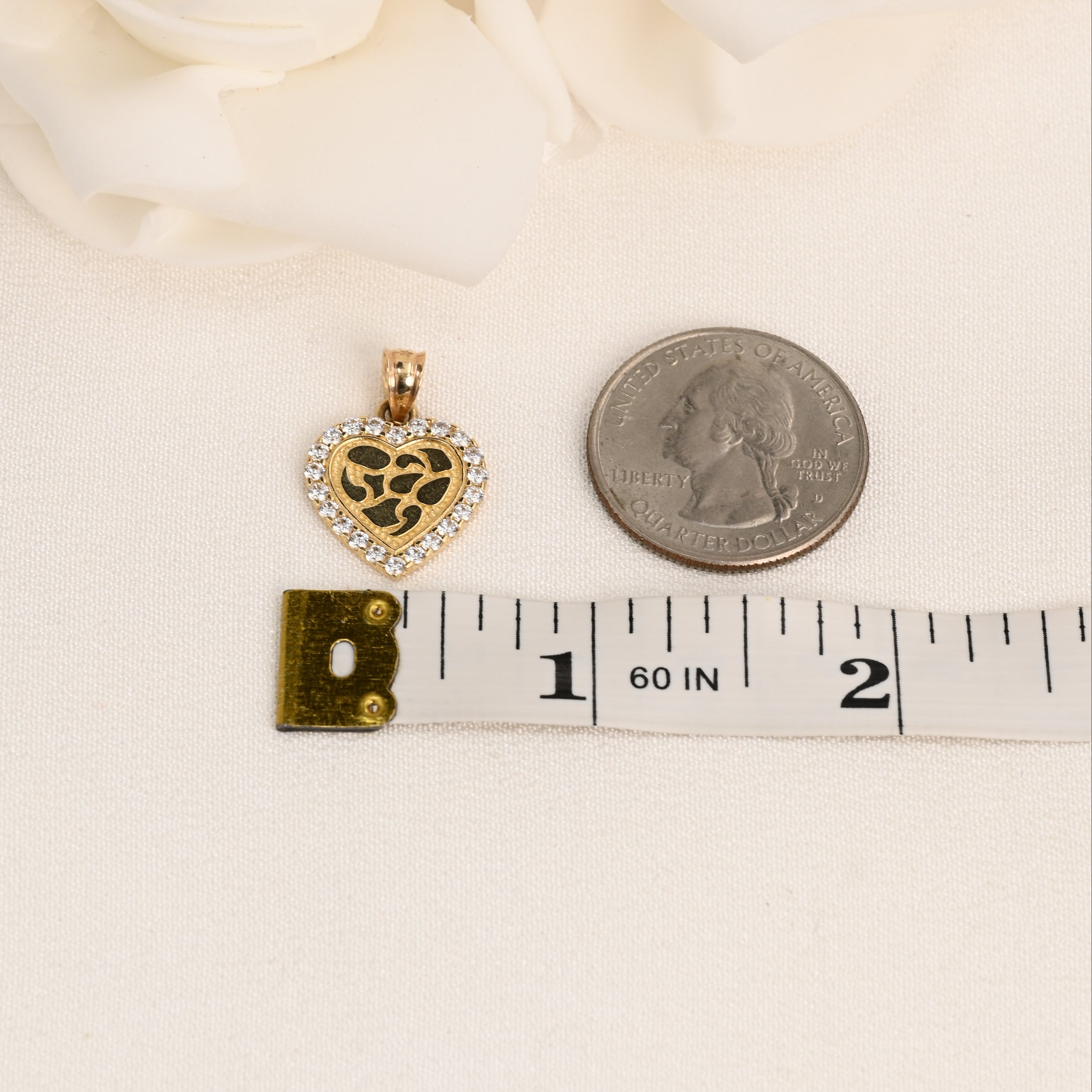 14k CZ Nugget Heart Pendant