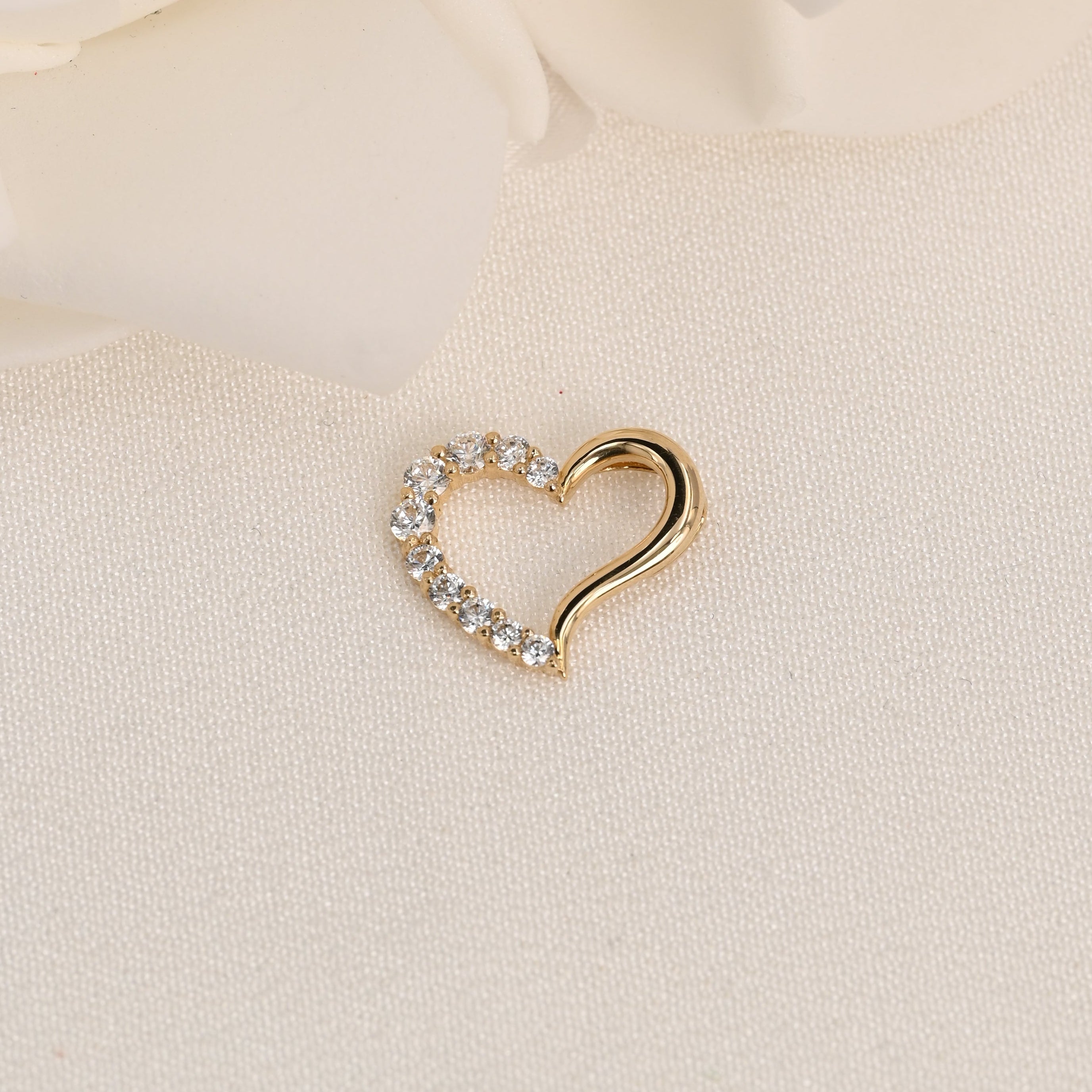 14K CZ Open Heart Pendant