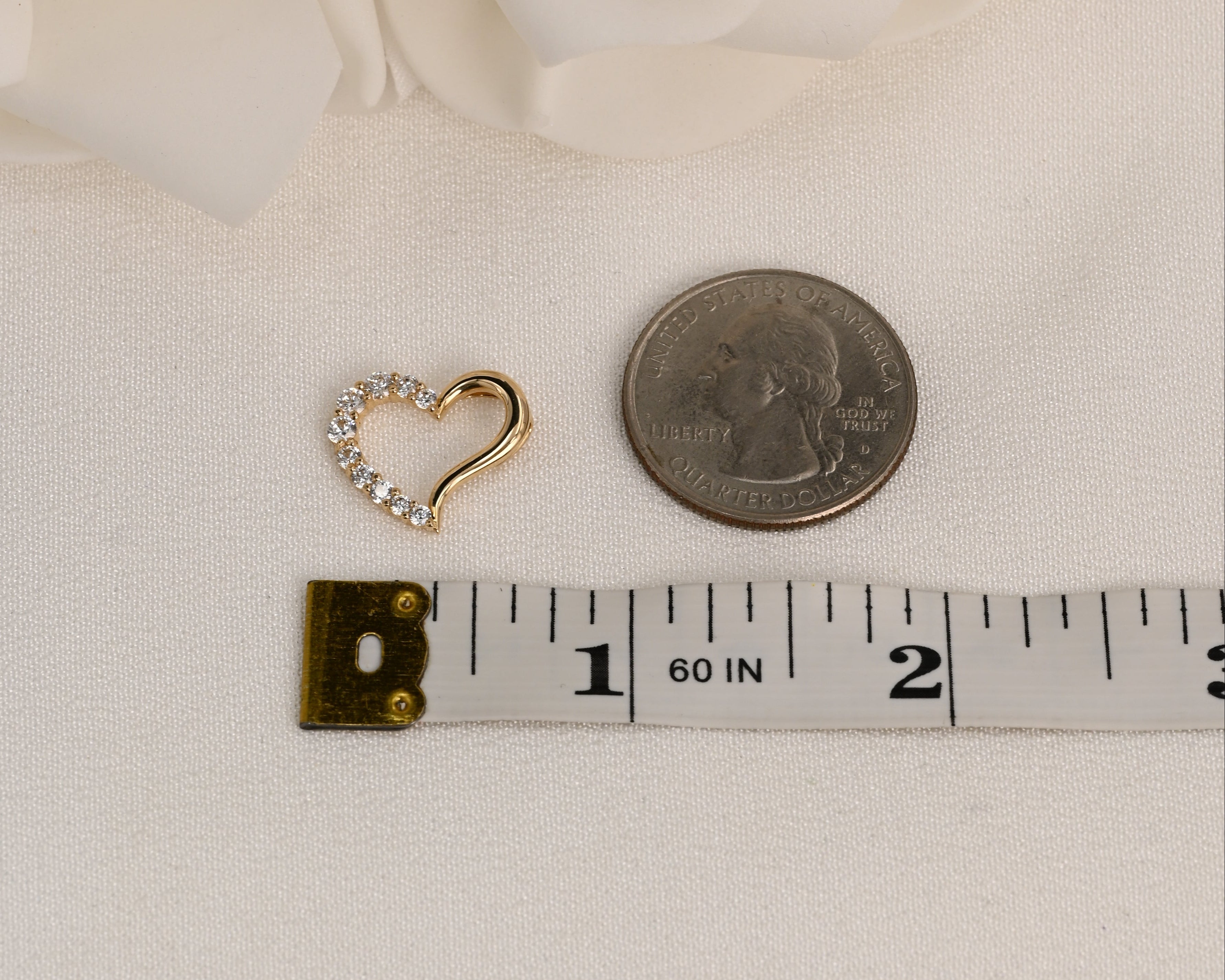 14K CZ Open Heart Pendant
