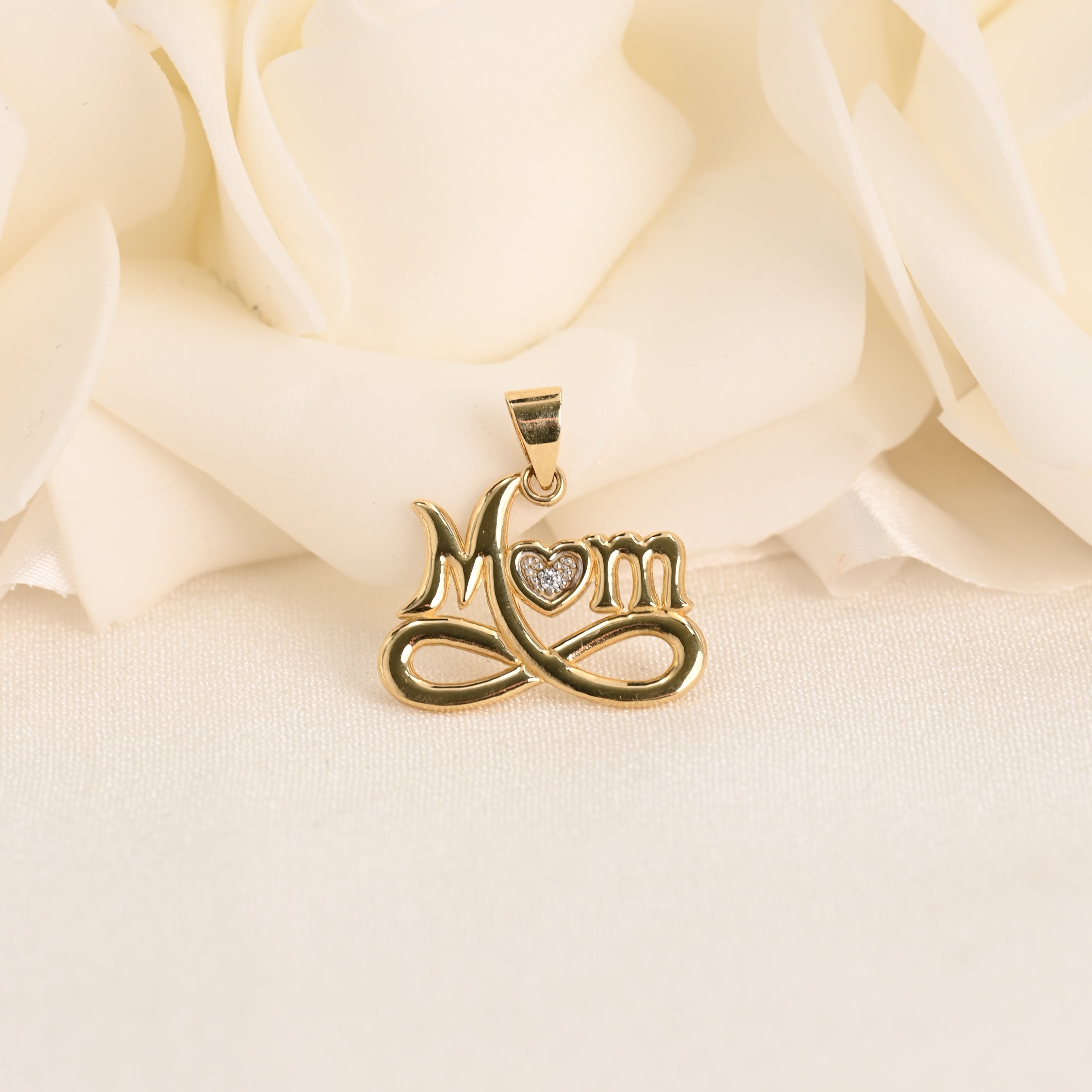 14k CZ Infinity Mom Pendant
