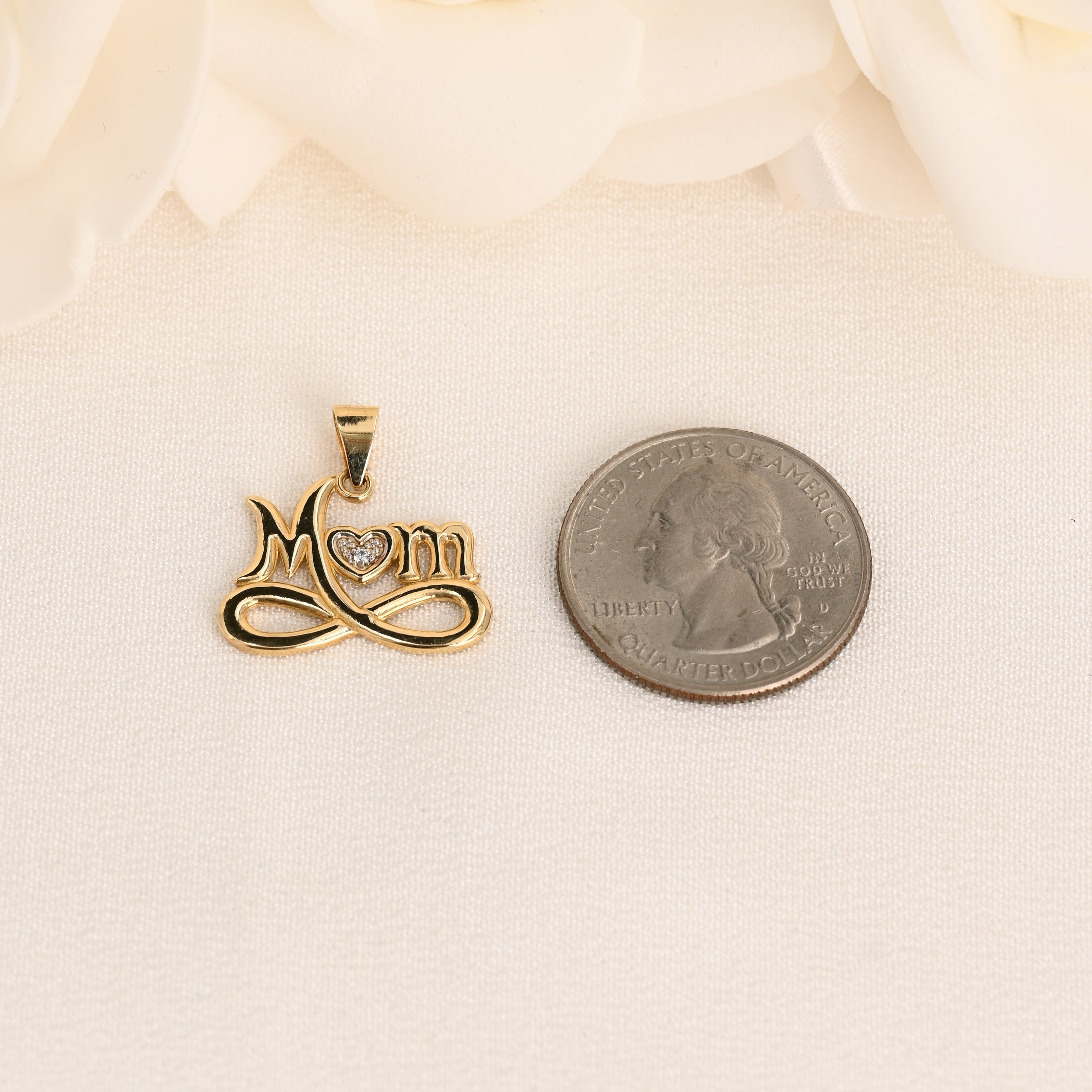 14k CZ Infinity Mom Pendant