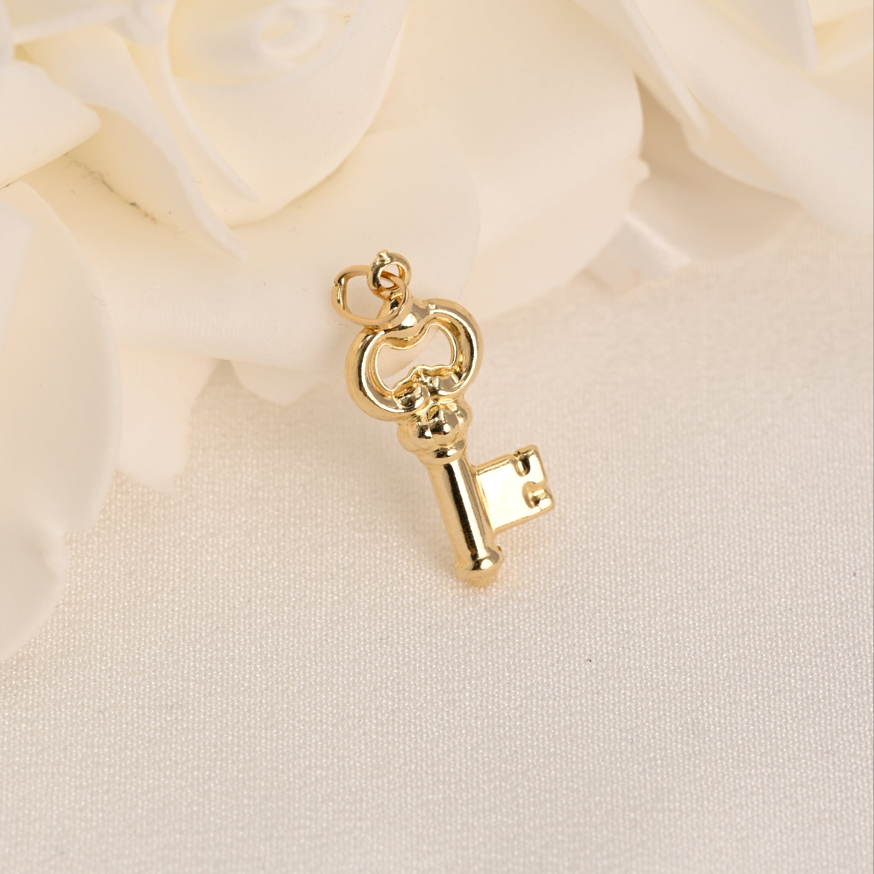 14k Puffy Key Pendant