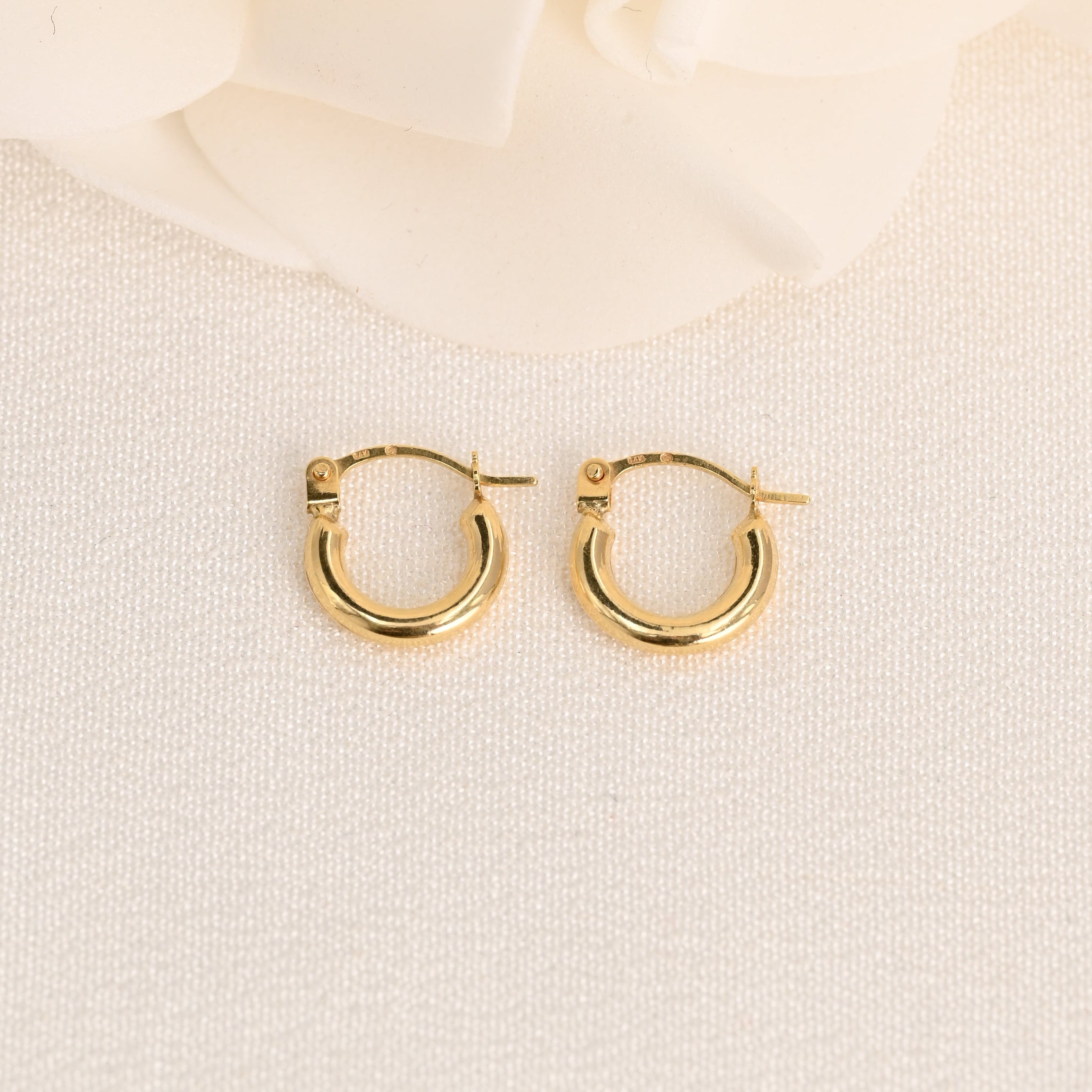 14k Tiny Mini Polished Hoop Earrings