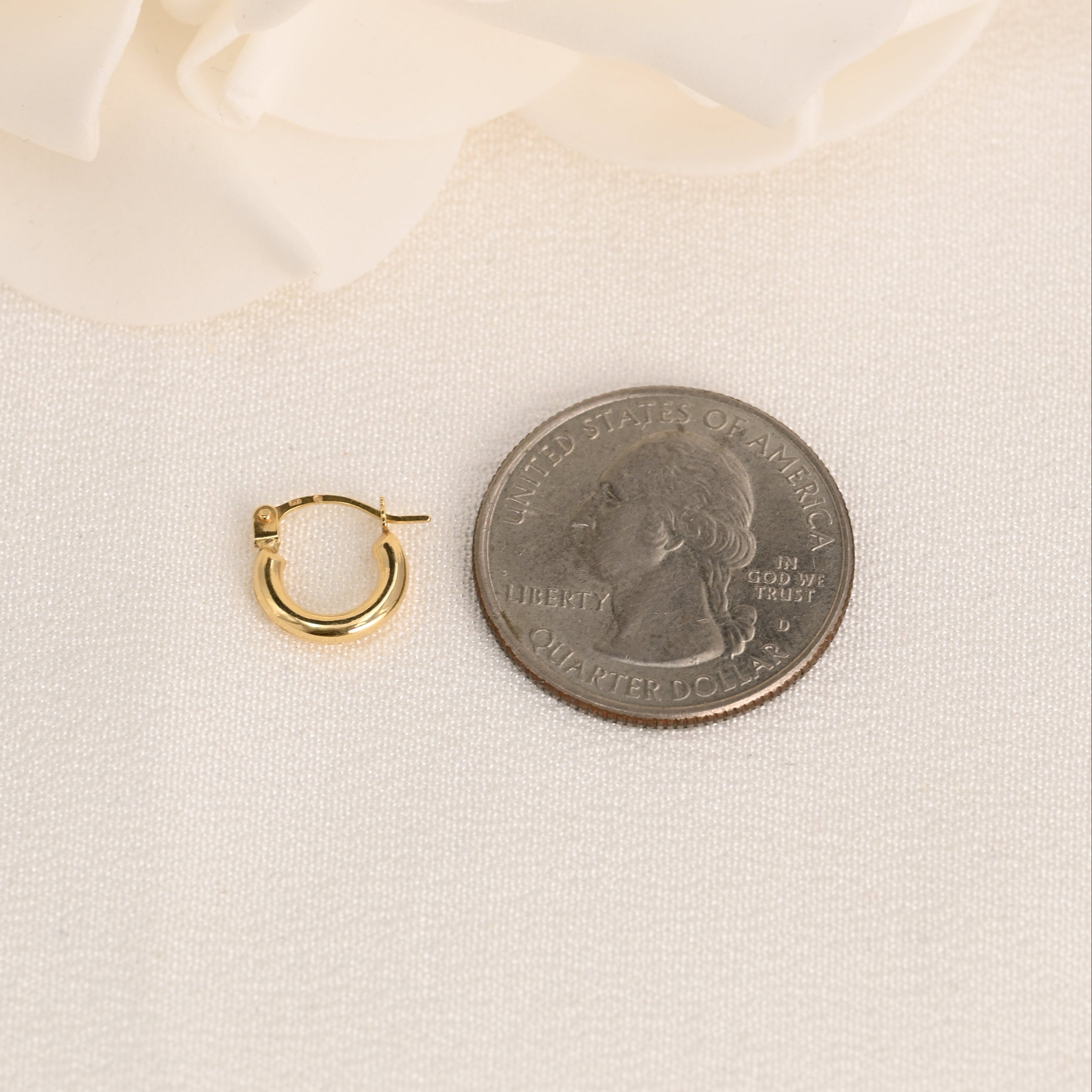 14k Tiny Mini Polished Hoop Earrings