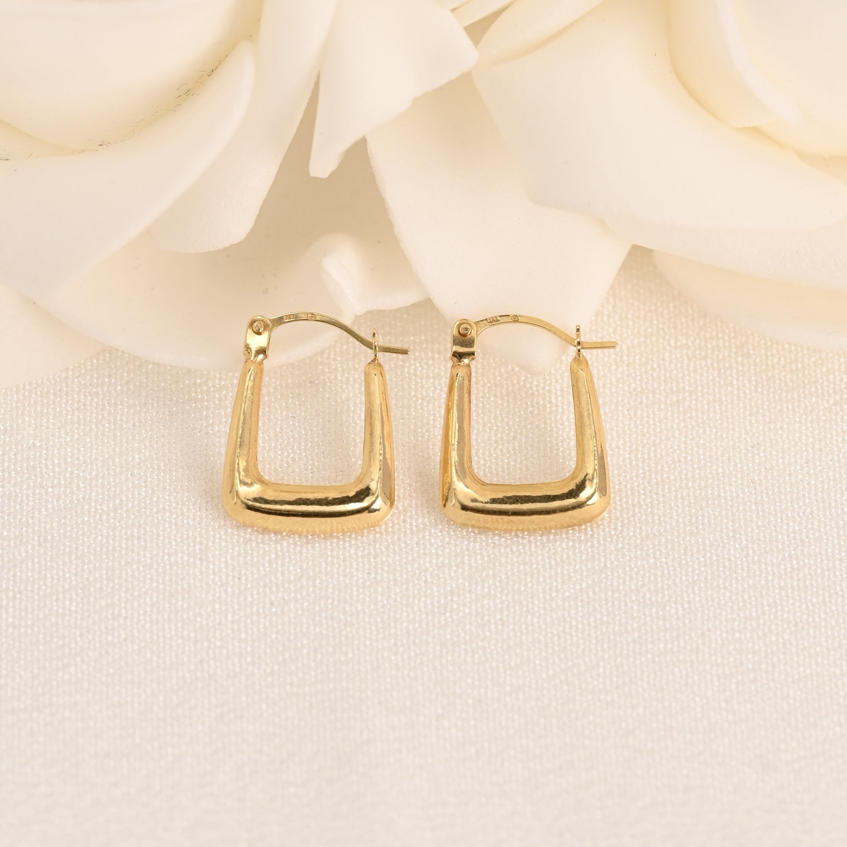 14K Polished Square Hoop Earrings
