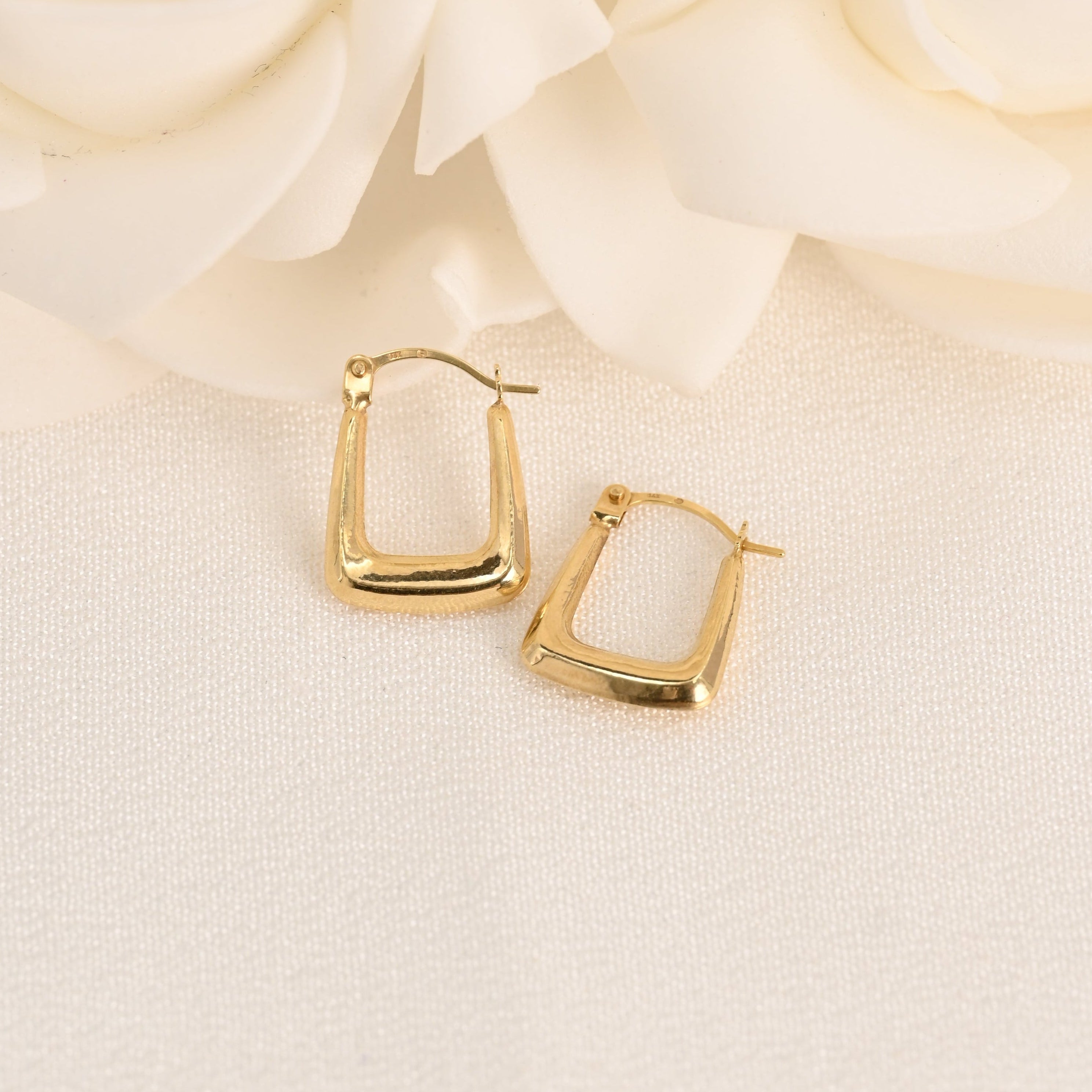 14K Polished Square Hoop Earrings