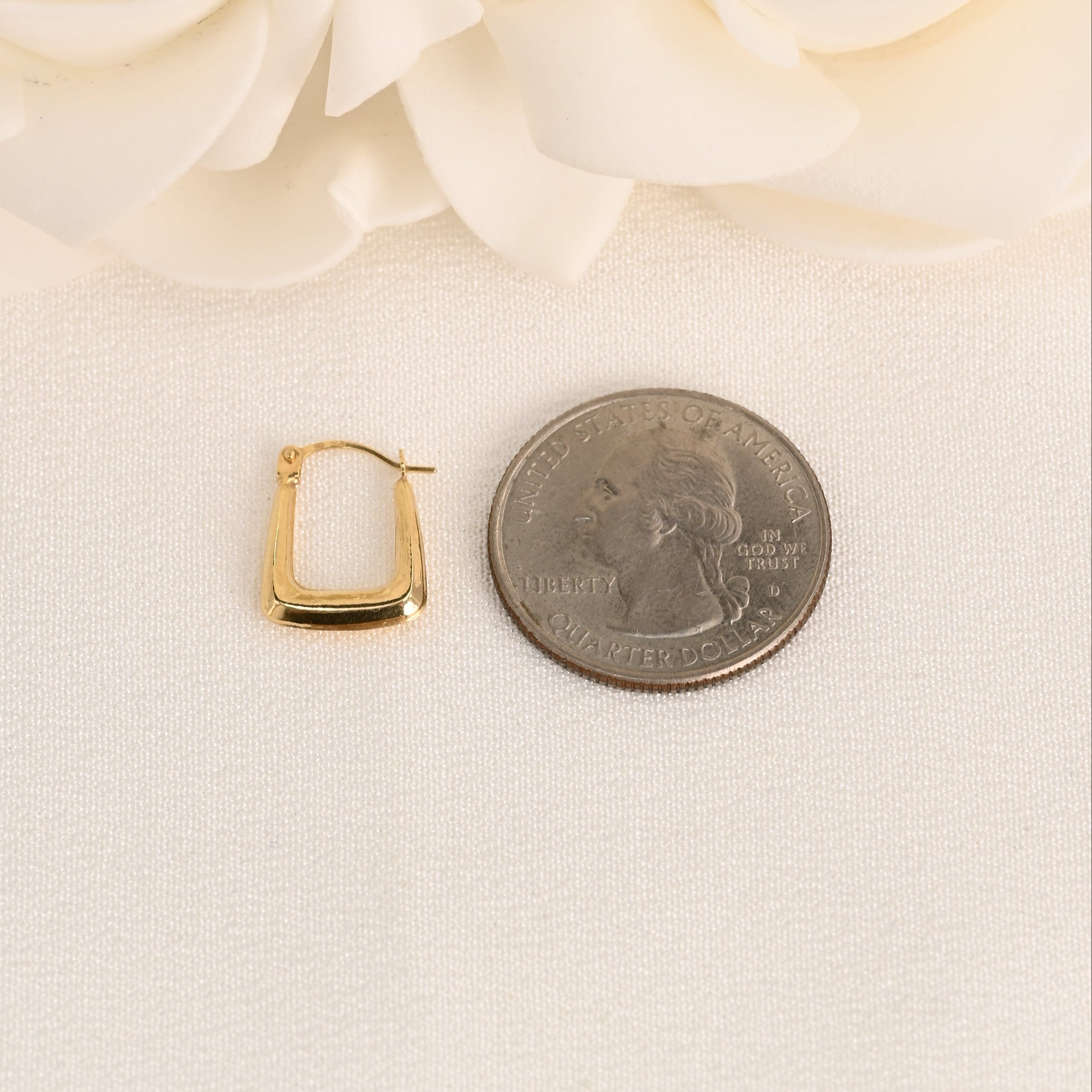14K Polished Square Hoop Earrings