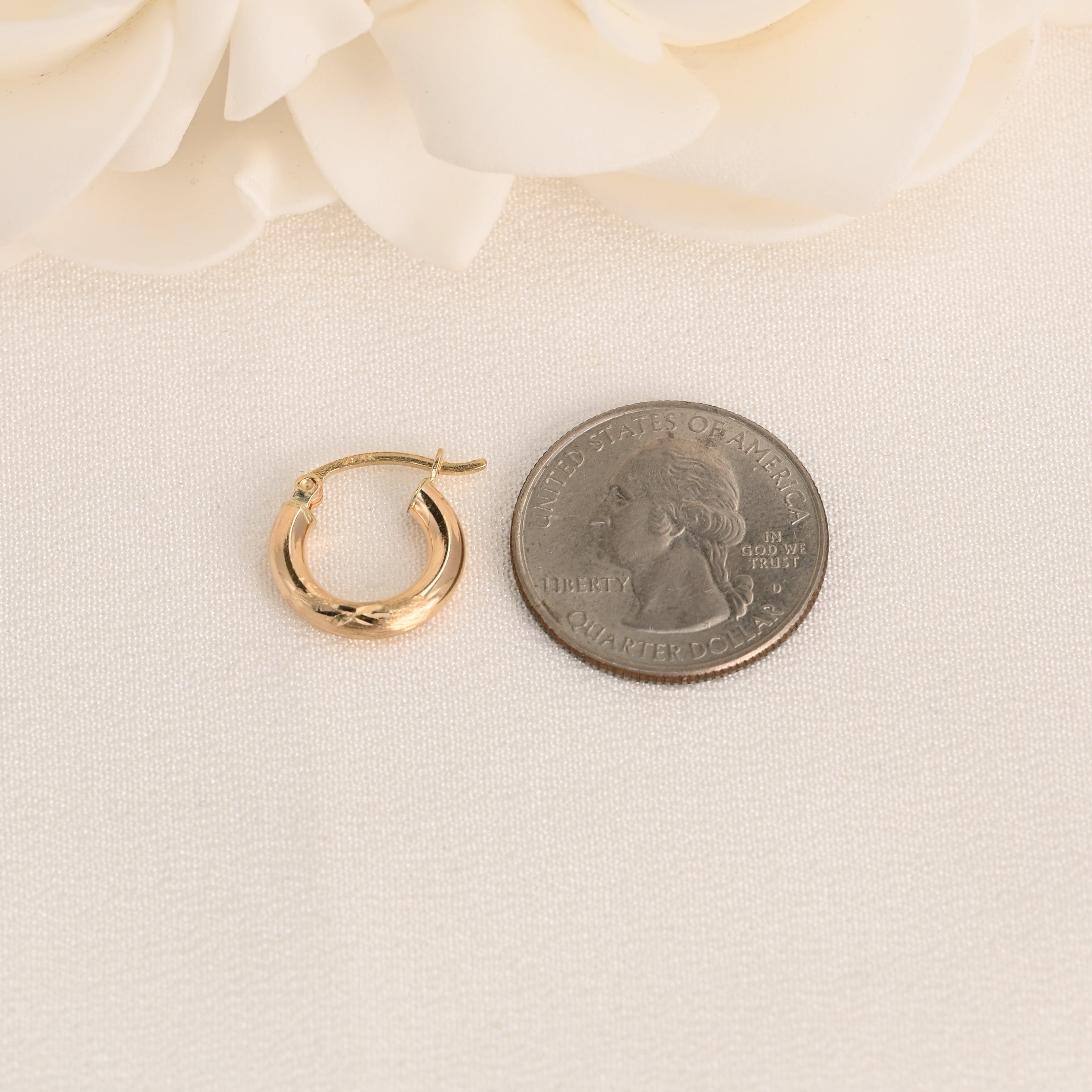 14K Diamond-Cut Polished Hoop Earrings