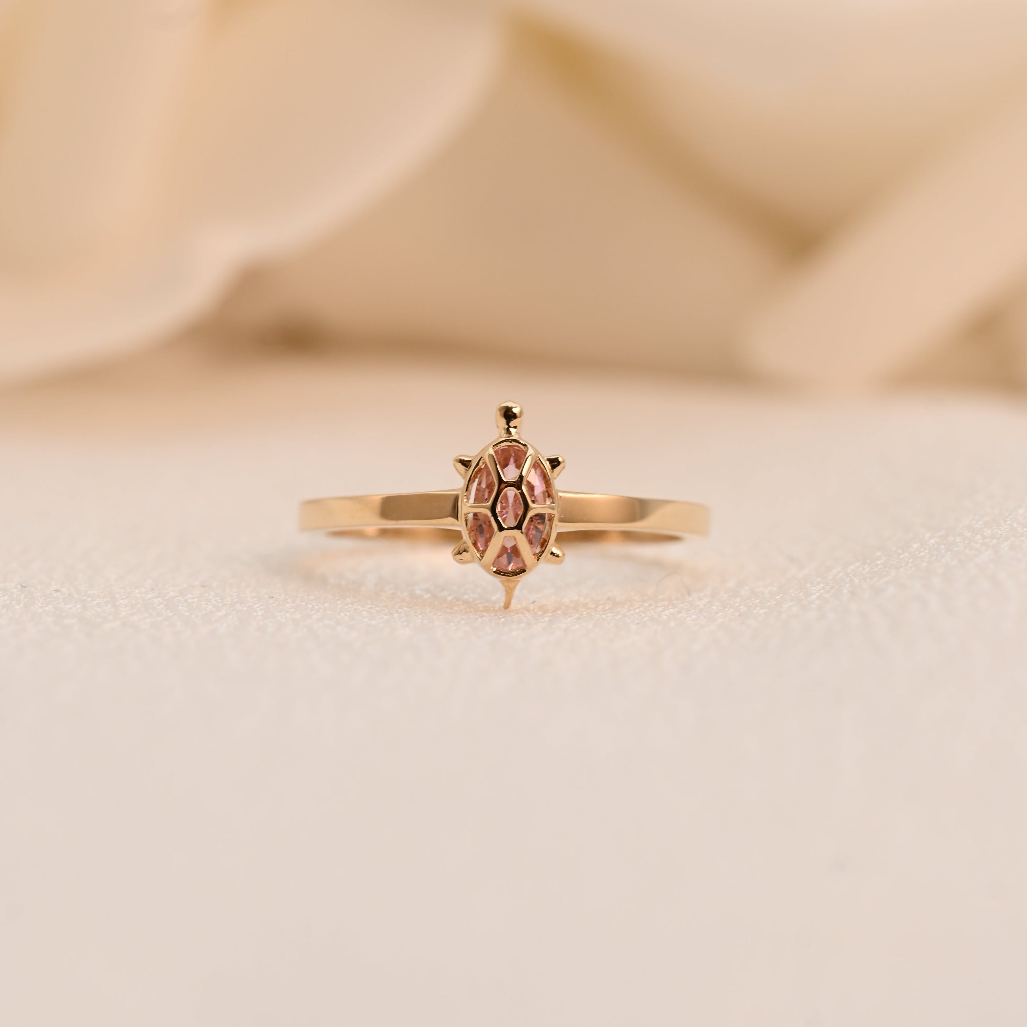 14k Pink Turtle Ring