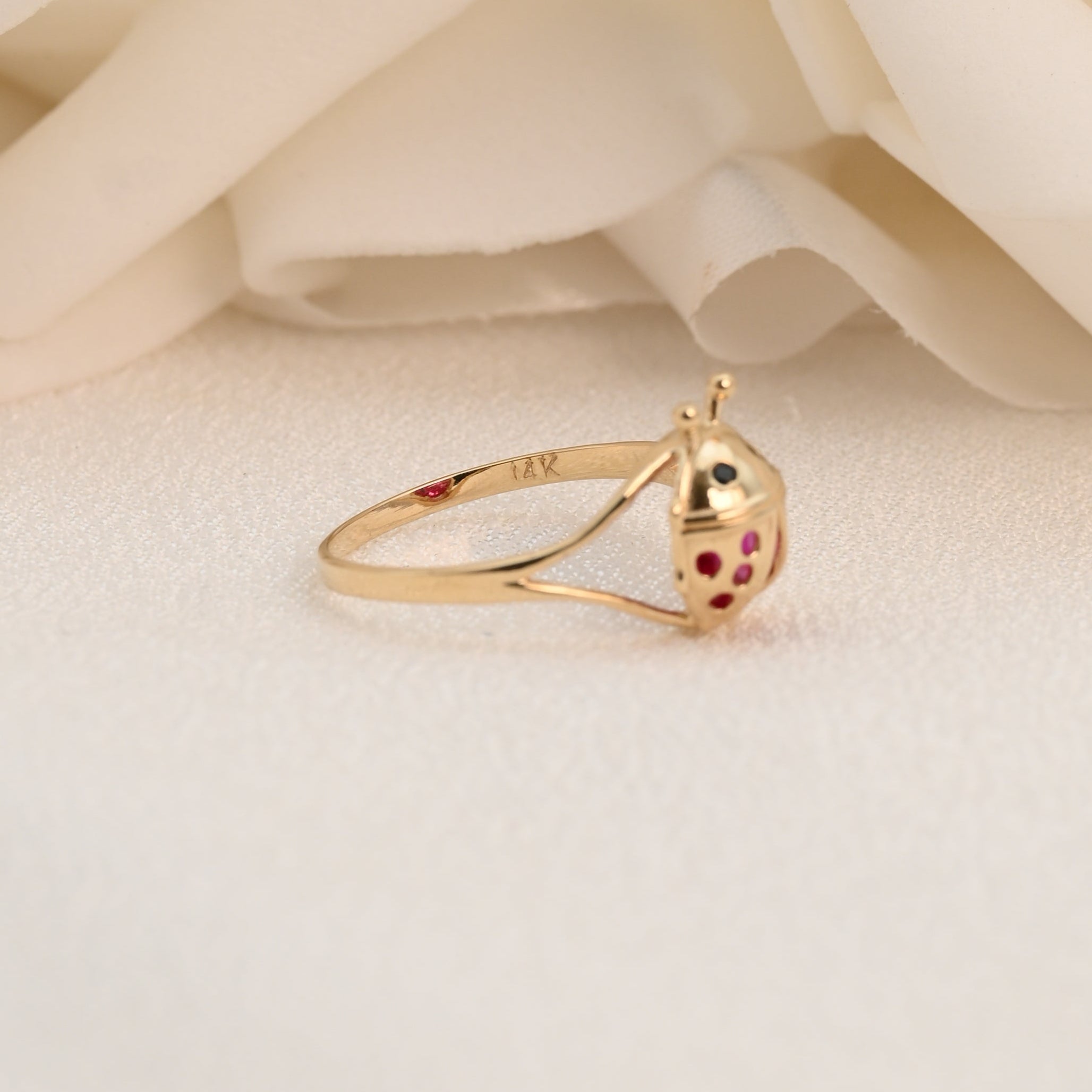 14k Ladybug Pinky Ring