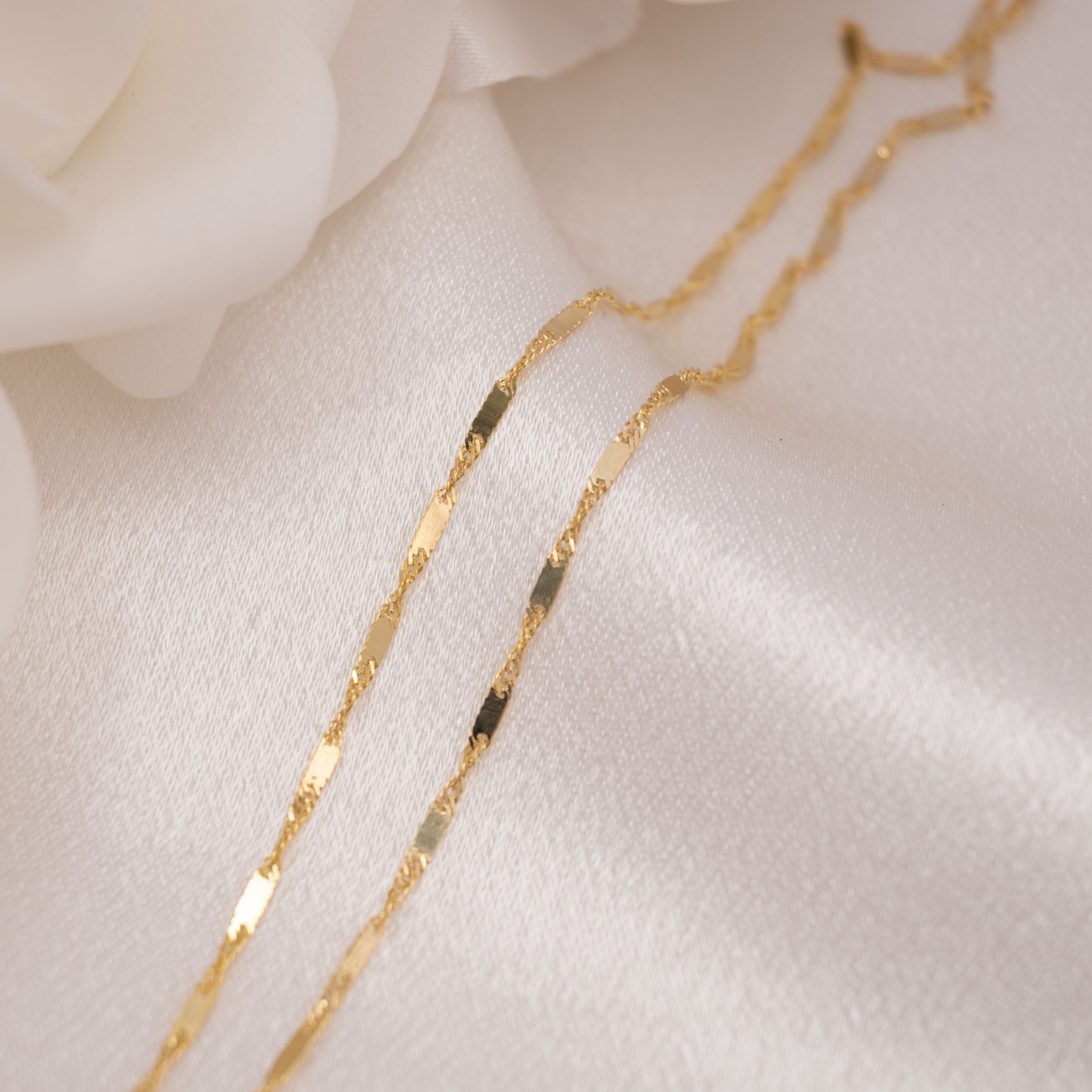14k Singapore Bar Chains