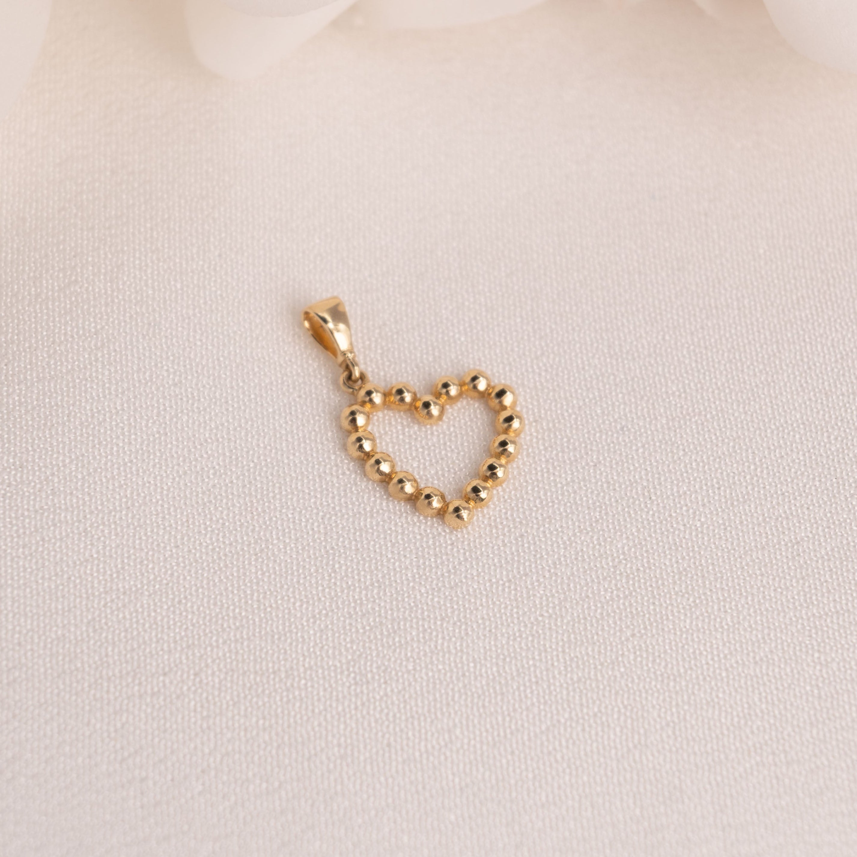 14k Beaded Heart Necklace