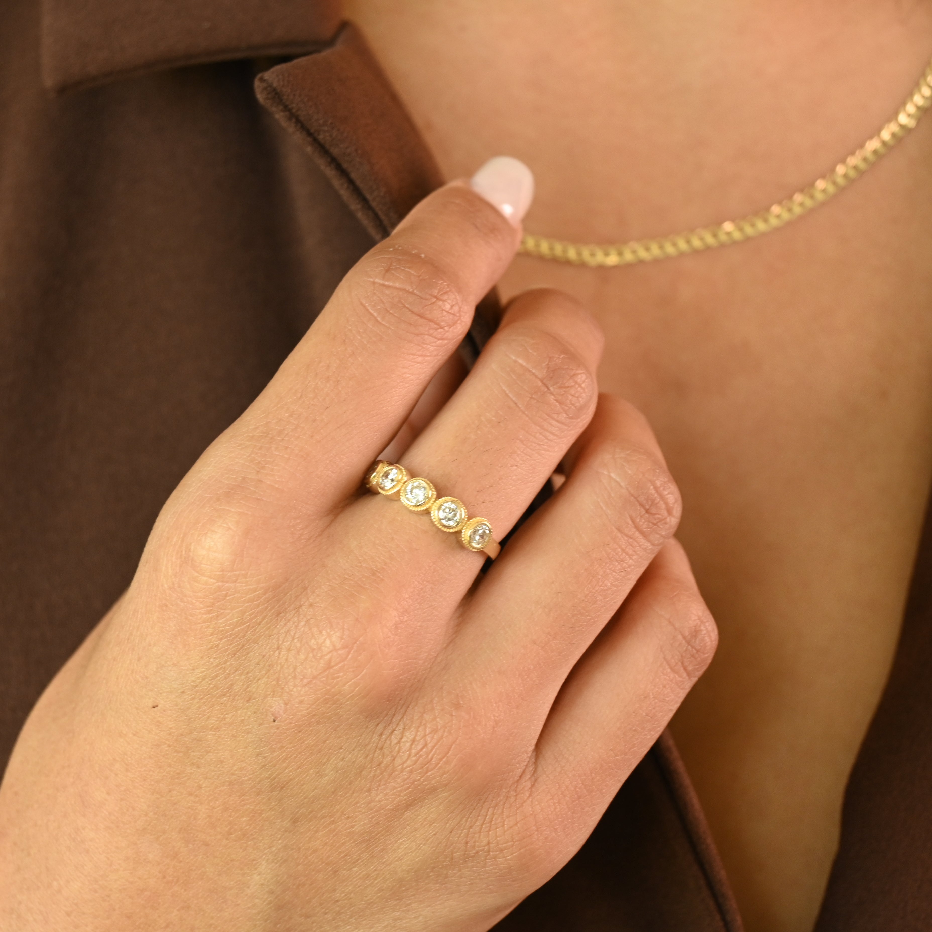14k Bezel-Set CZ Band