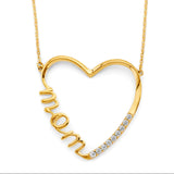 Solid 14k Gold Large Mom Charm Necklace - Cursive mom necklace - 18 inches - Adjustable - Perfect Gift For Her