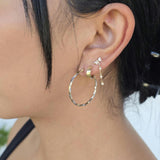 14k White and Yellow Gold Thin Twisted Hoops Earrings - 30MM - Lightweight & Modern - Perfect For Delicate look - Perfect For Her
