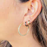 20mm, 25mm 30mm 14k Gold Diamond Cut Hoop Earrings  - Fine Jewelry - Real Gold - For Her