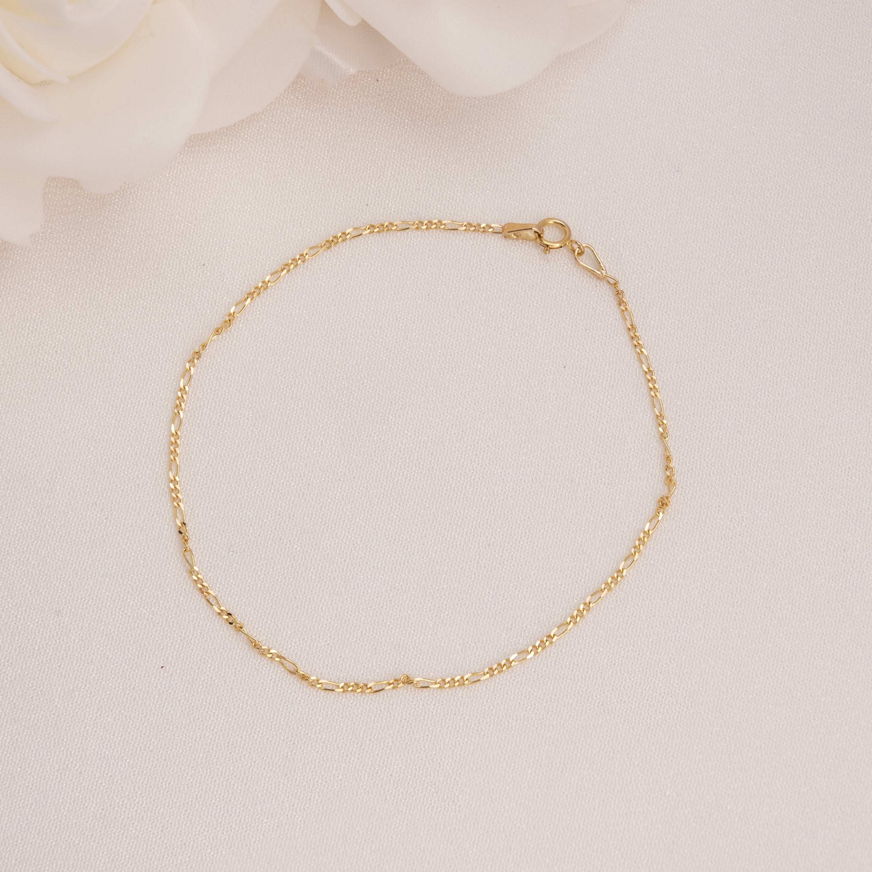 14k 1mm Figaro Bracelet