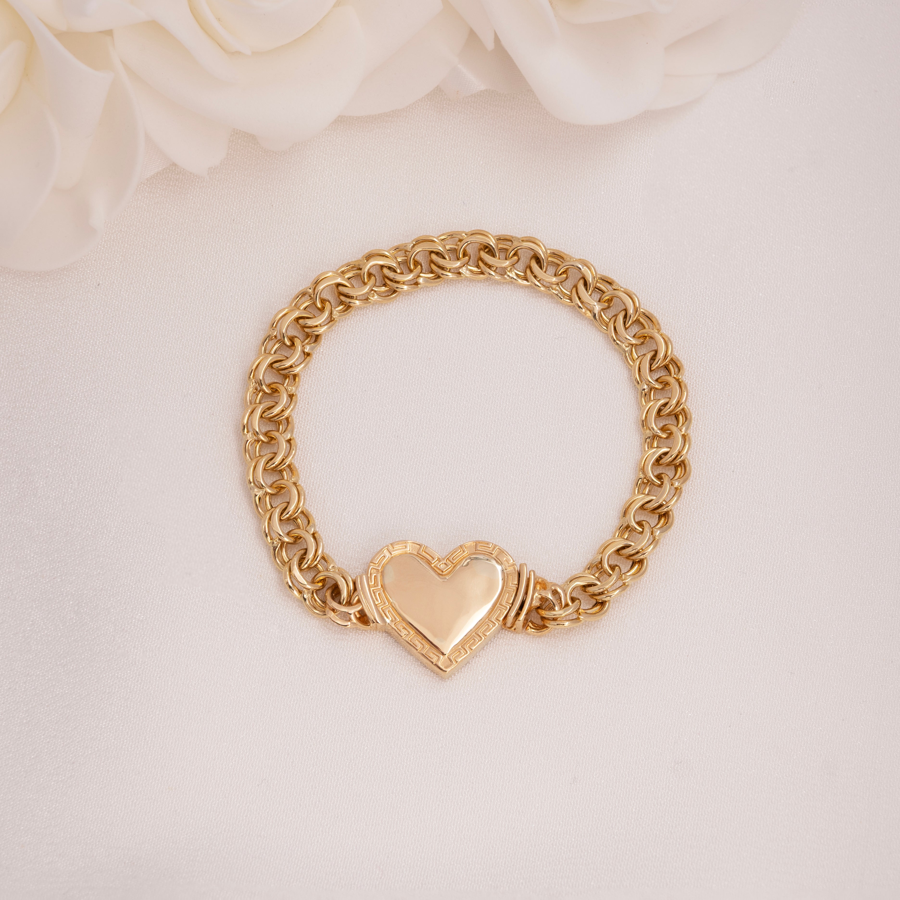 14k Chino Link Heart Lock Bracelet