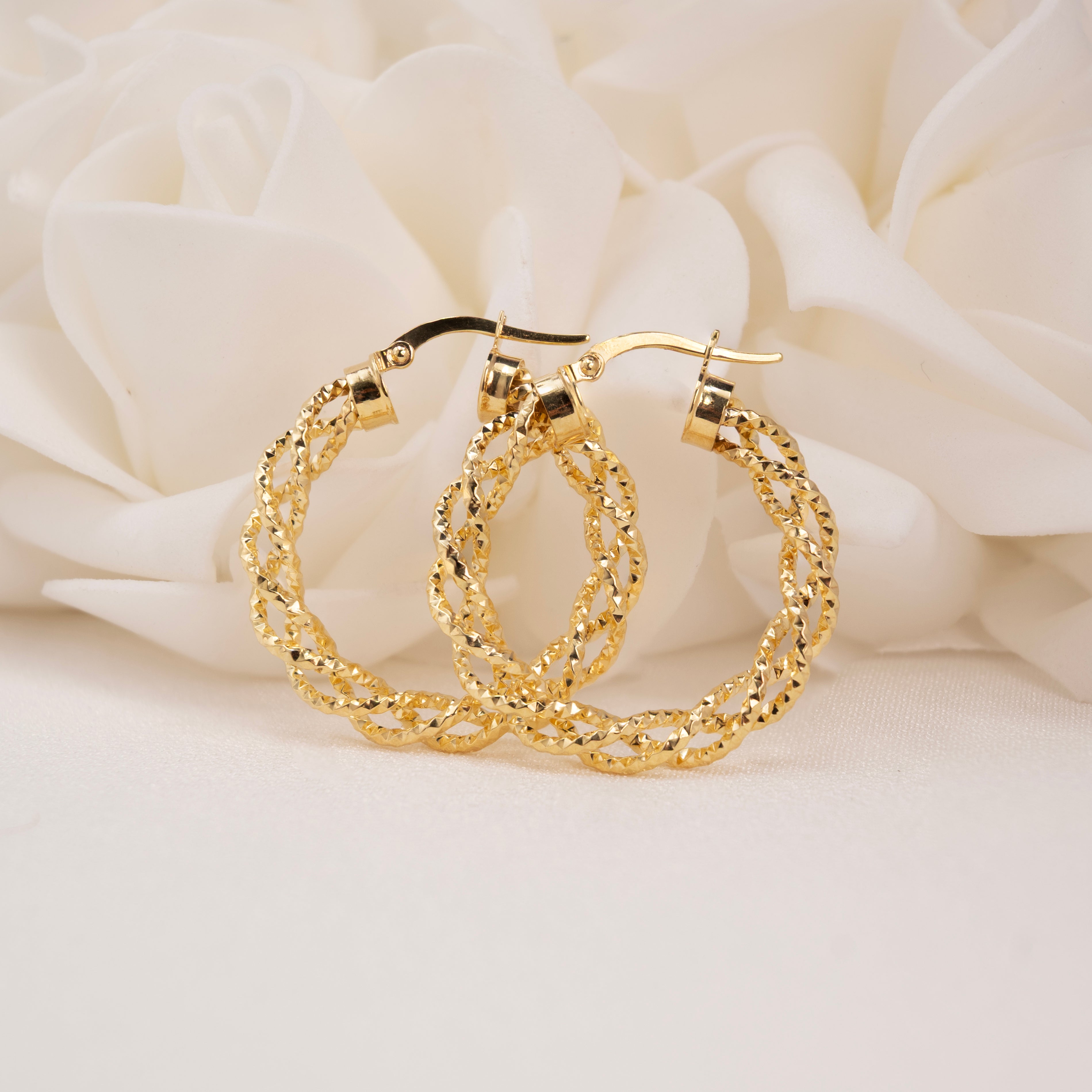 14k Fully Twisted Hoop Earrings - 5mm