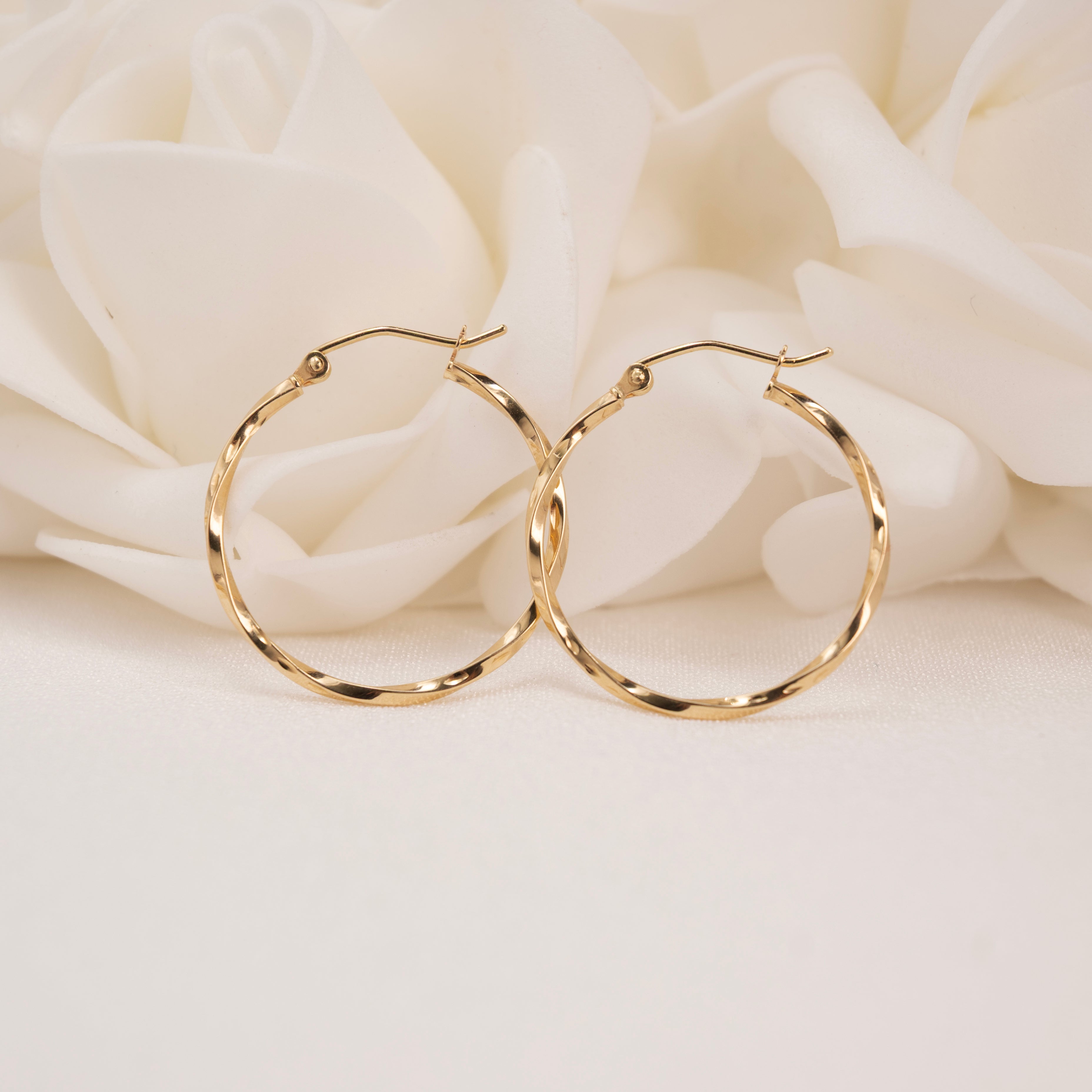 14K Twisted Hoop Earrings - 1.5mm Thick