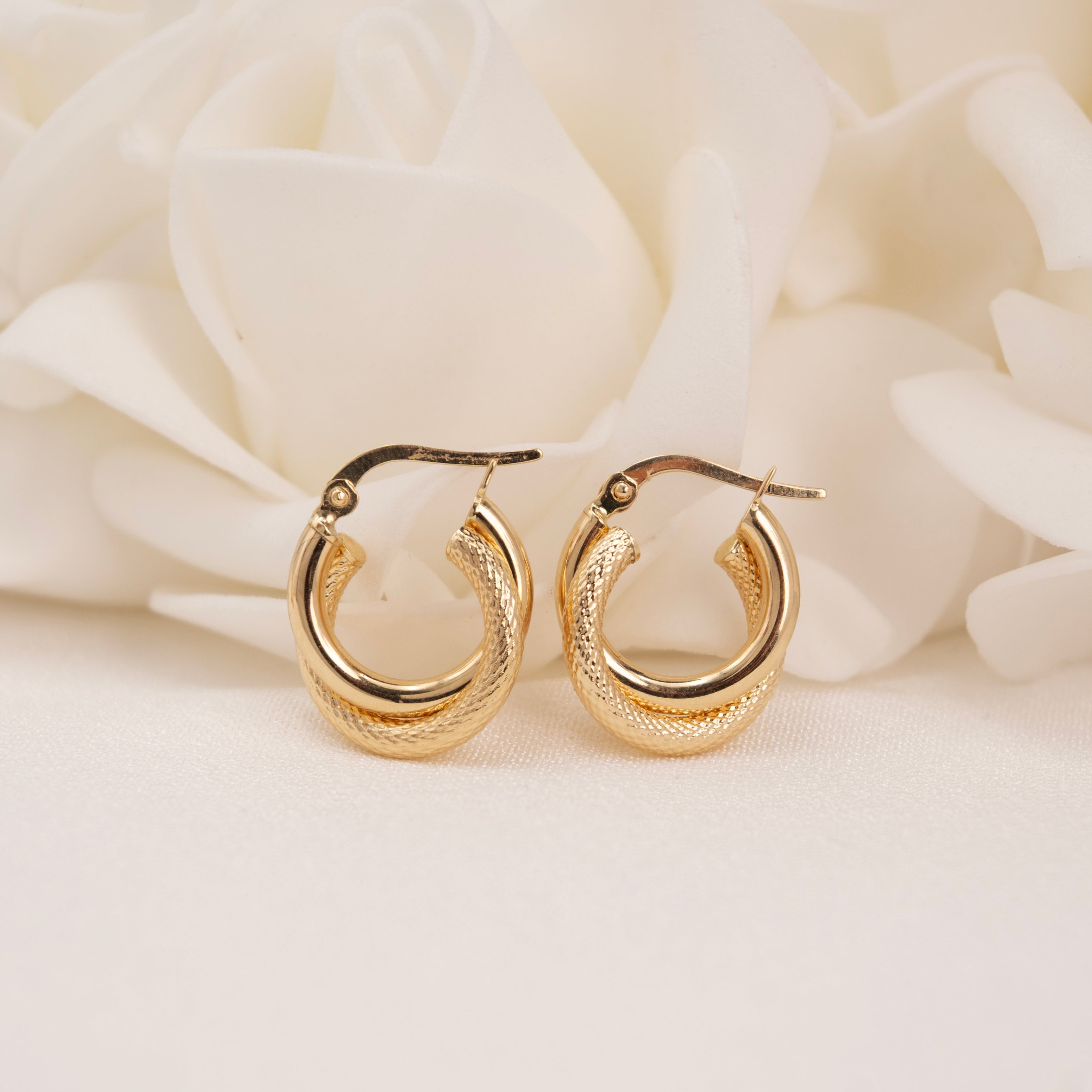 Aros dobles pequeños de 14k
