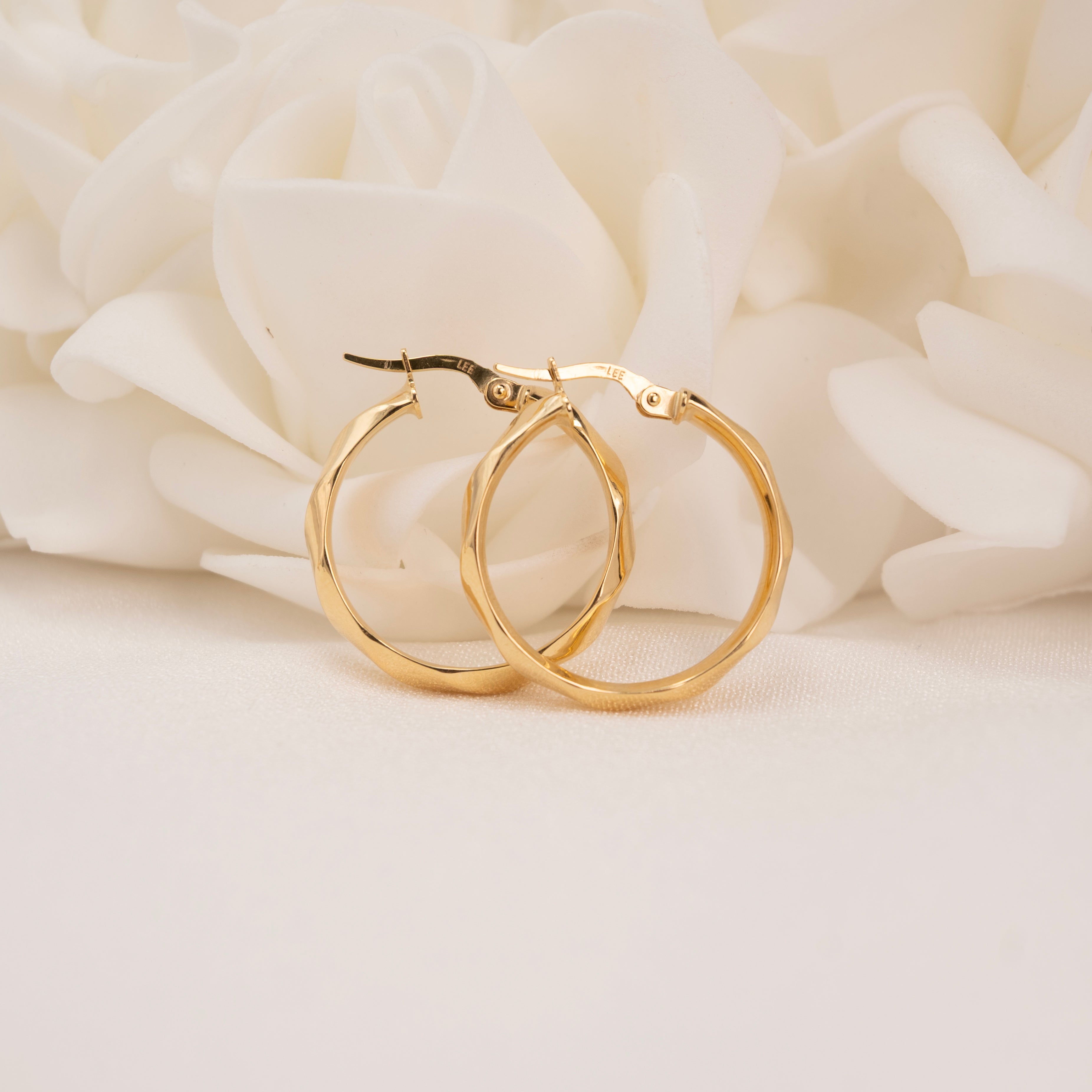 14k Polished Twisted Hoop Earrings - 24mm
