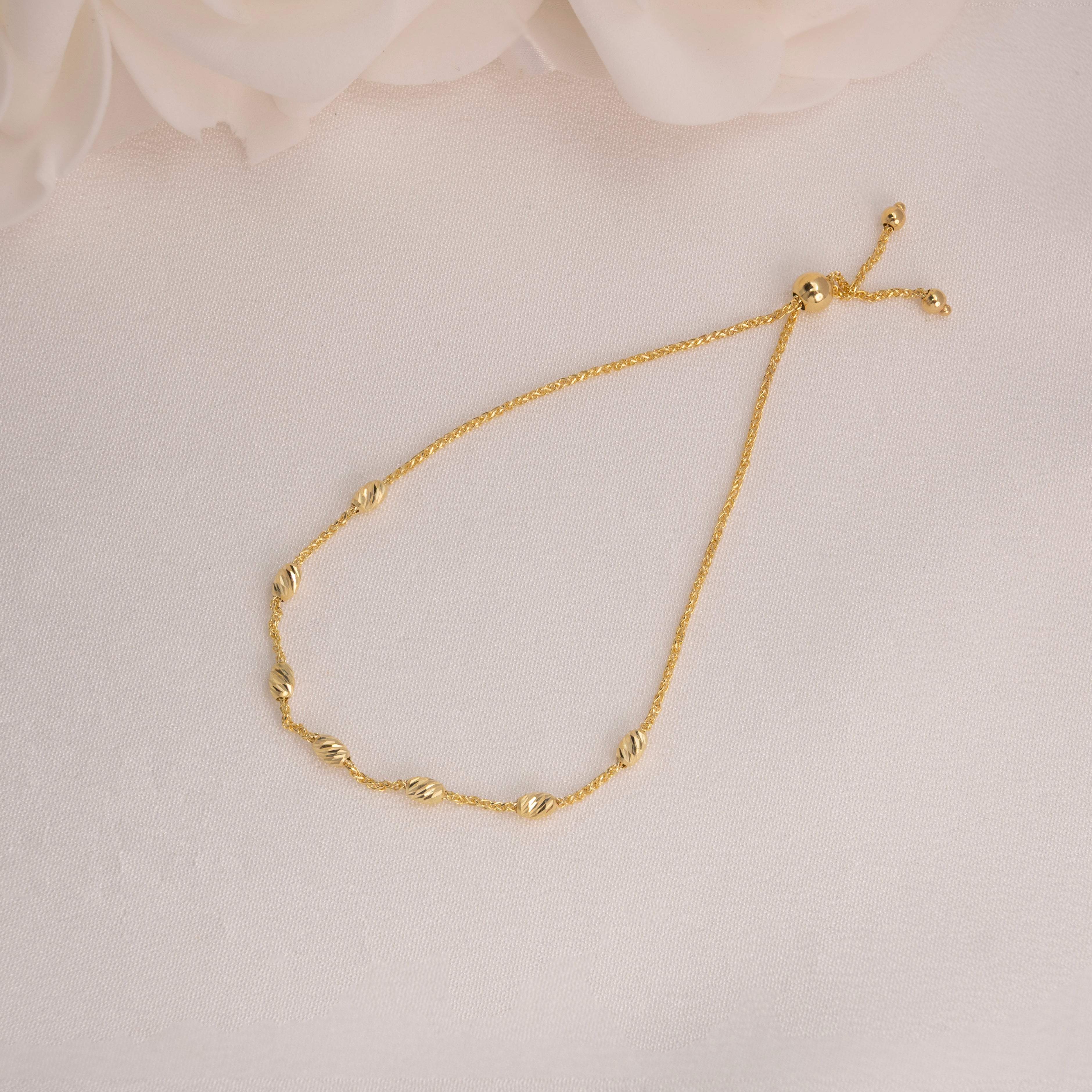 14k Friendship Beads Bracelet - Adjustable