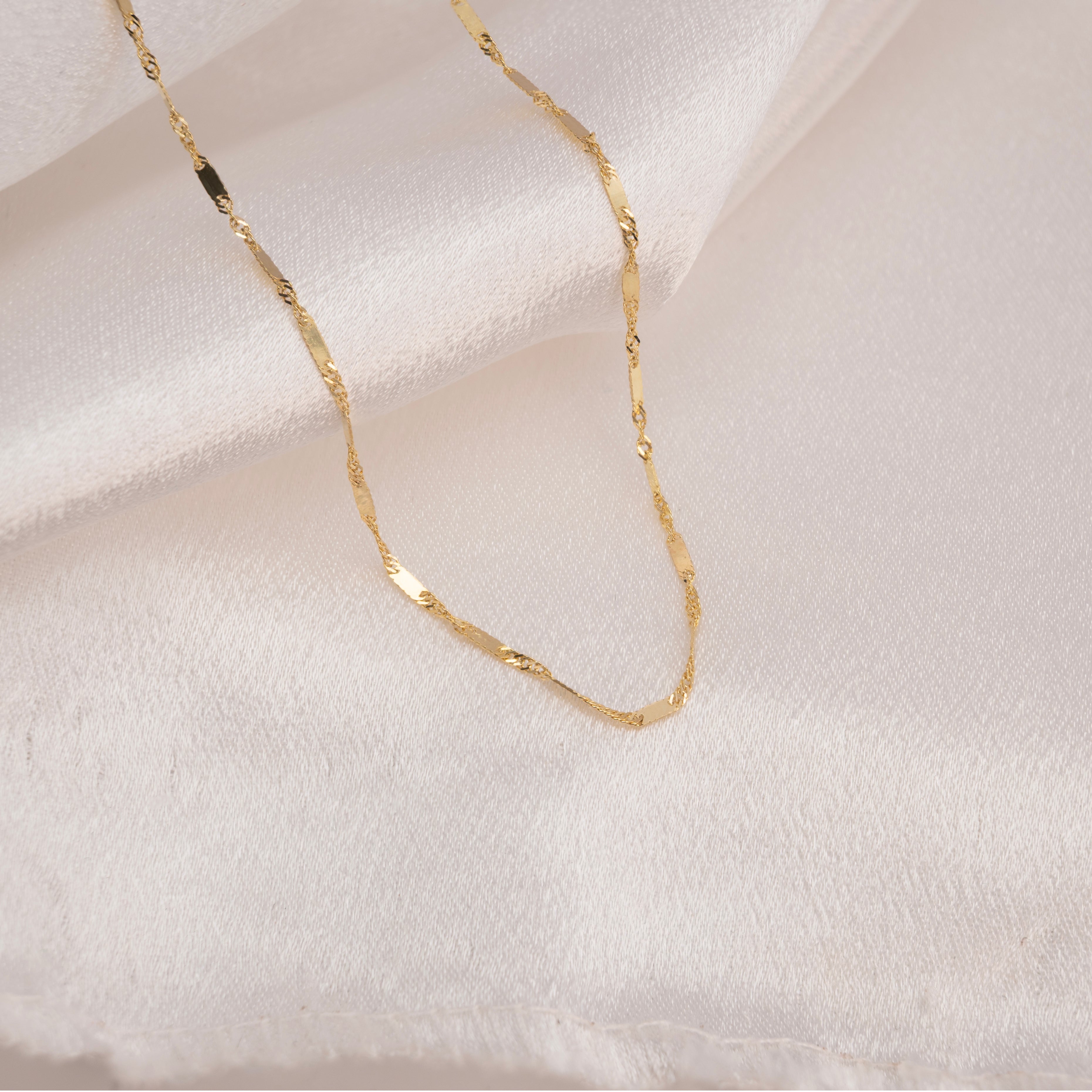 14k Singapore Bar Chains