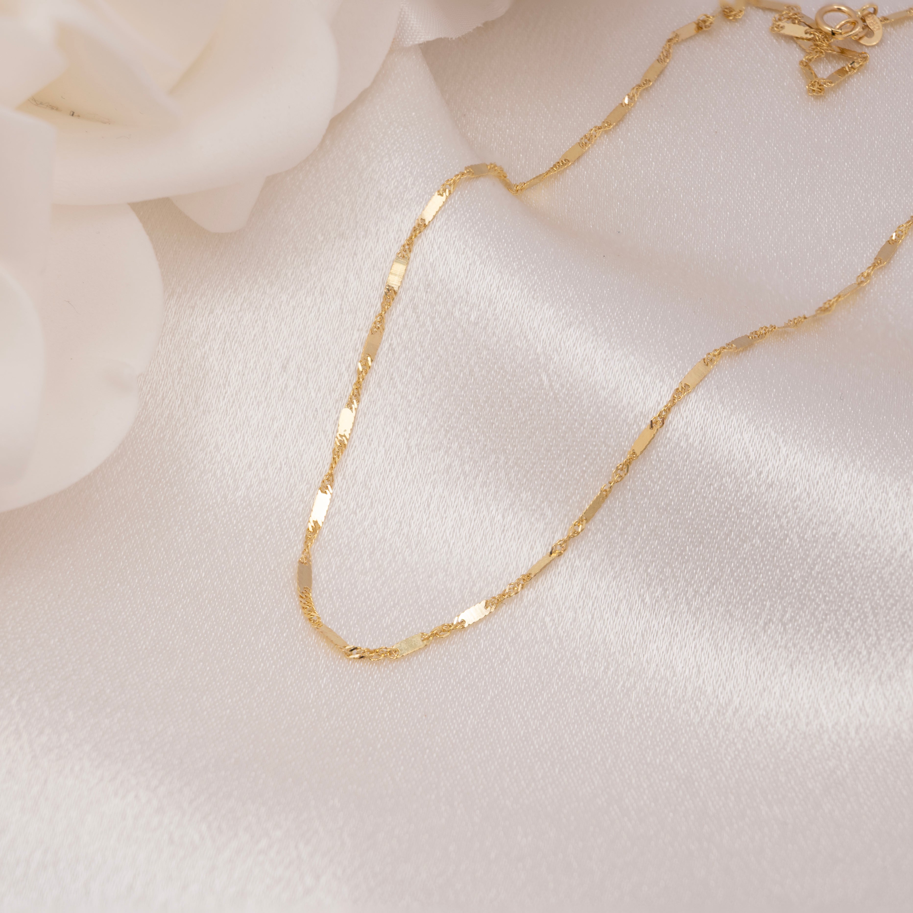 14k Singapore Bar Chains