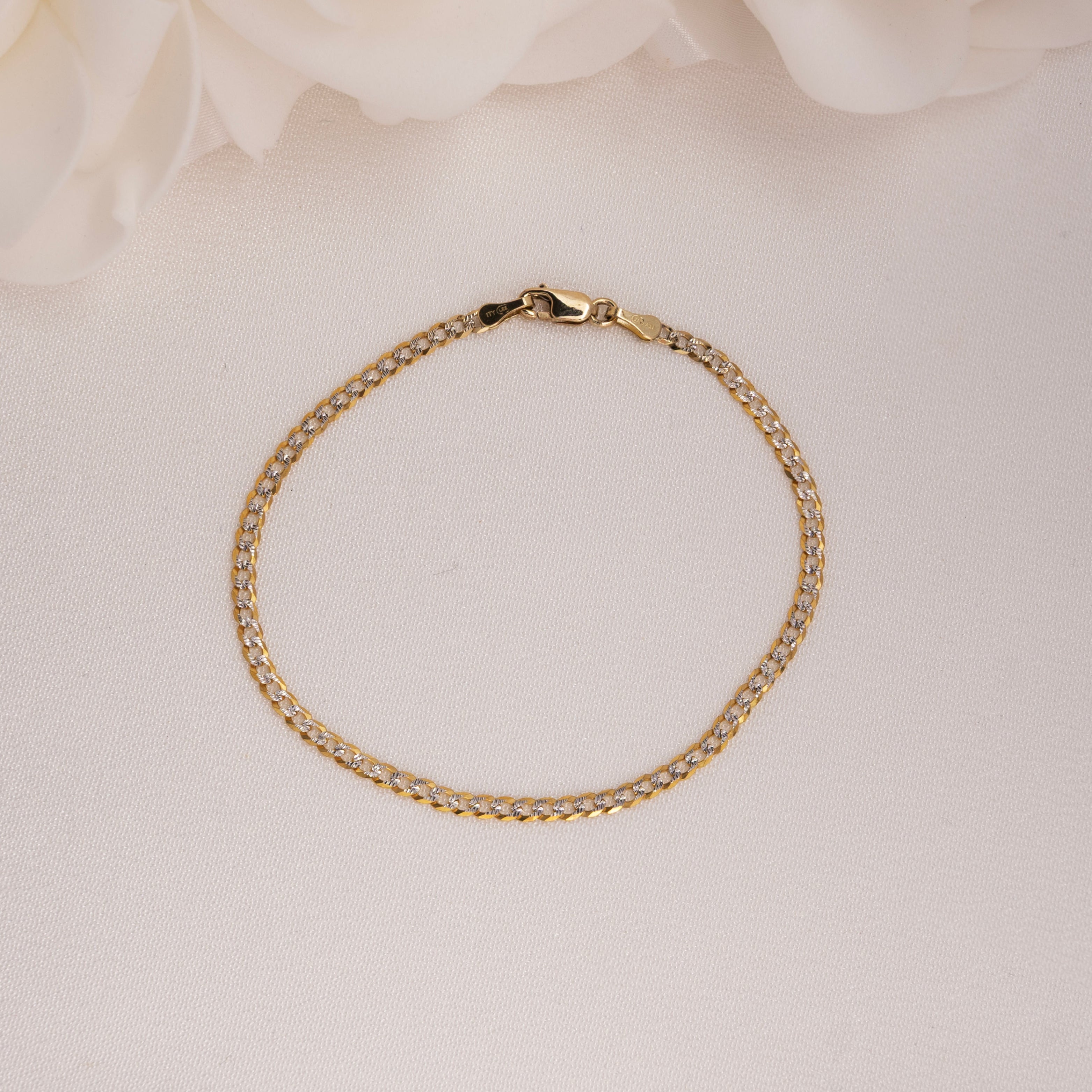14k Classic 2 Tones Curb Bracelet - 2.5mm
