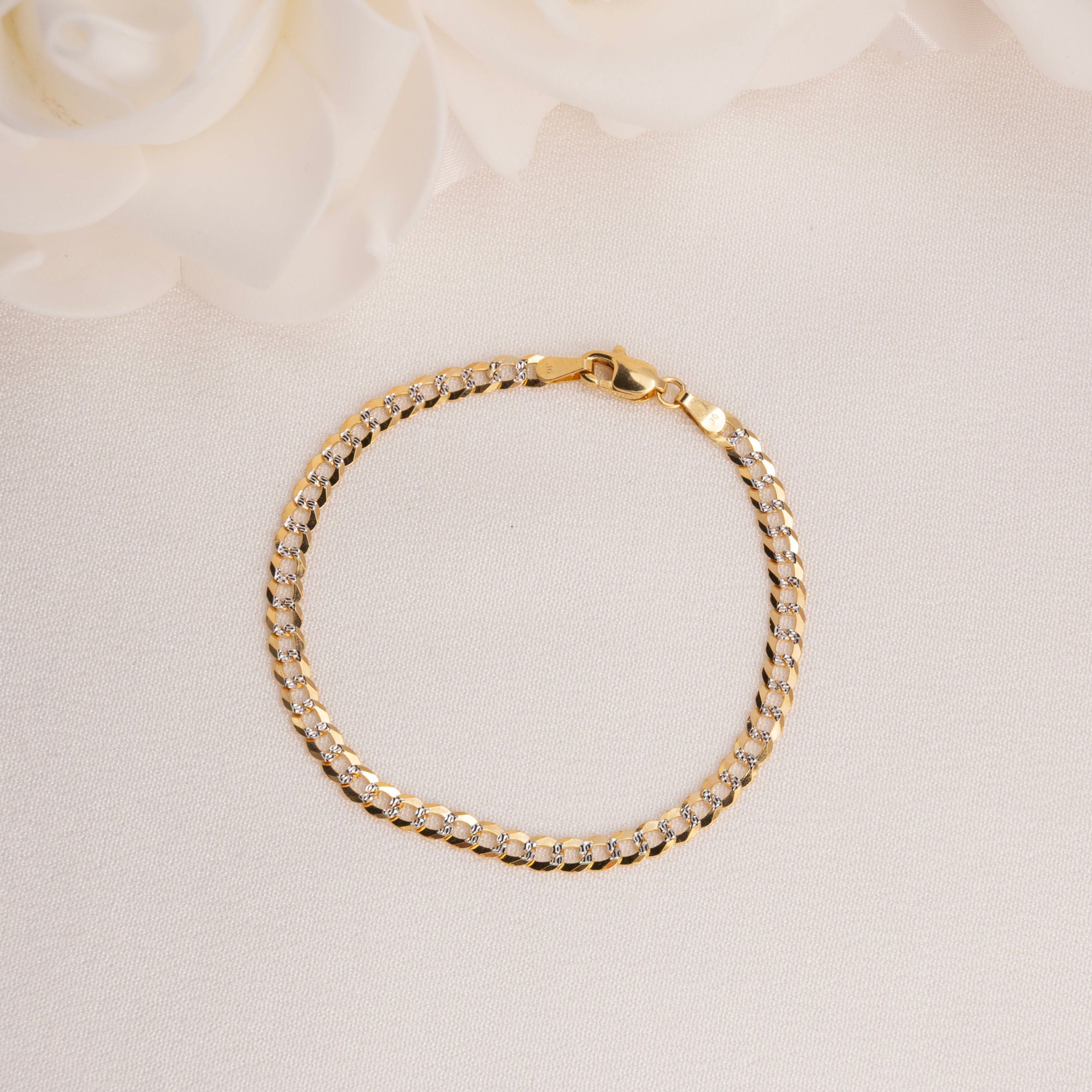 14k Classic 2 Tones Curb Bracelet - 3.6mm