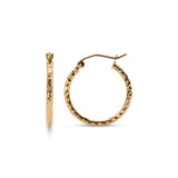 Real 14k Gold Fully Diamond Cut Hoop Earrings - 35MM, 25MM, 20MM, 15MM - Sparkling - Fine Jewelry For Her - Perfect Gift