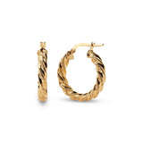 14k Gold Twisted Hoop Earrings - 4mm & 5mm
