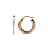 14k Small Tricolor Gold Hoop Earrings - 18mm