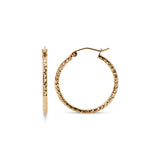 Real 14k Gold Fully Diamond Cut Hoop Earrings - 35MM, 25MM, 20MM, 15MM - Sparkling - Fine Jewelry For Her - Perfect Gift